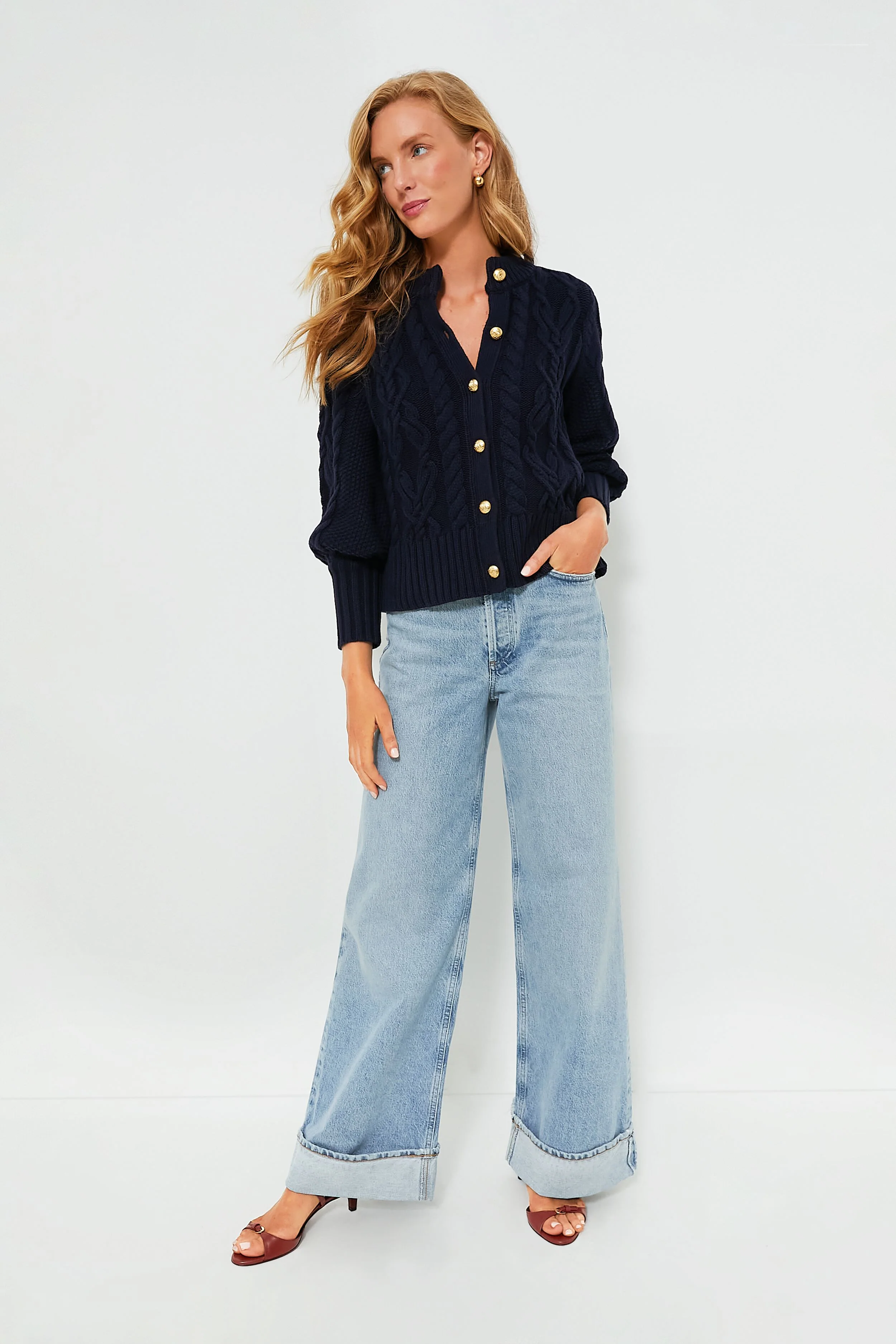 Navy Cotton Colette Cardigan - Image 6