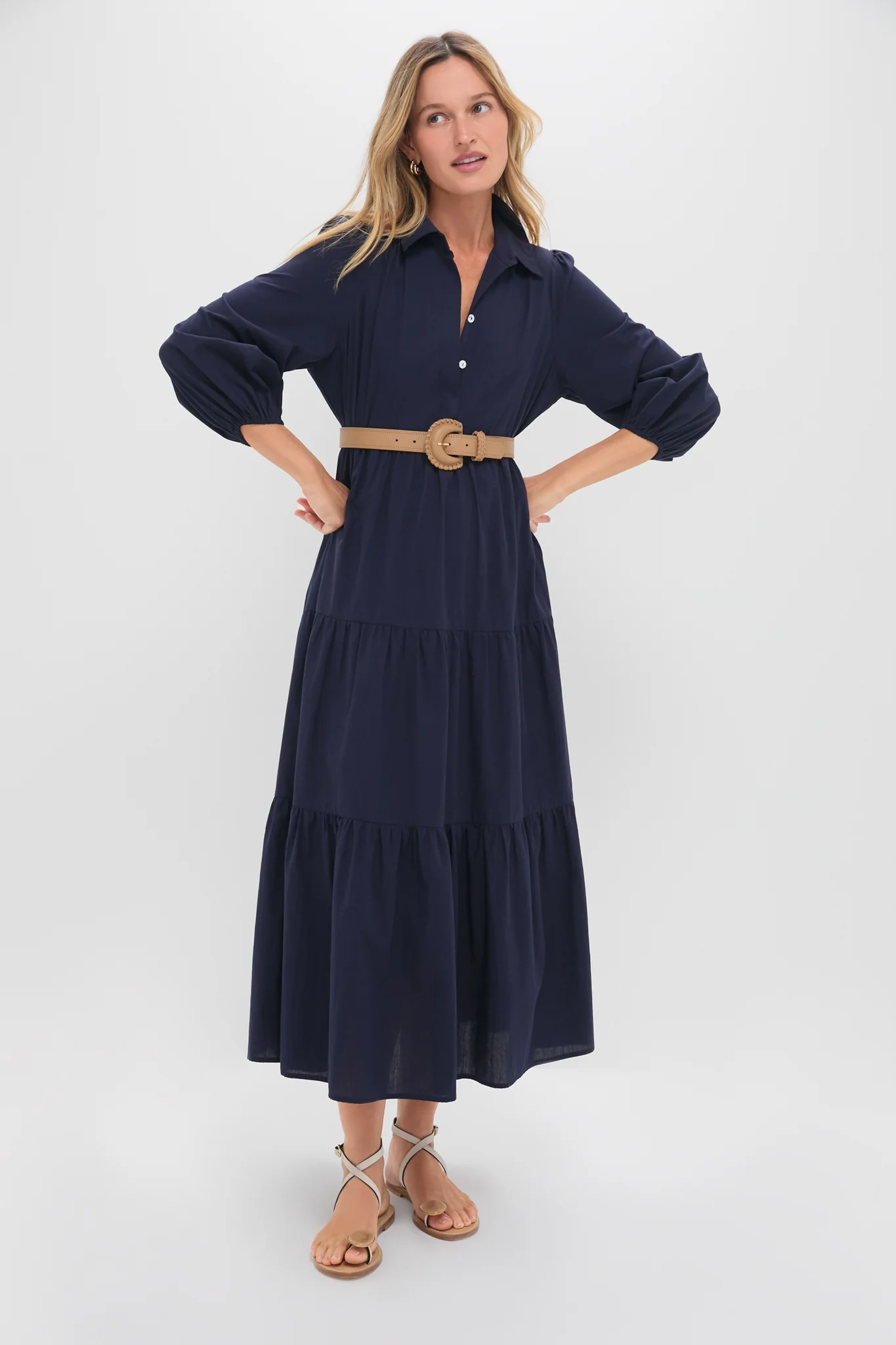 Navy Cotton Mabel Maxi Dress - Image 7