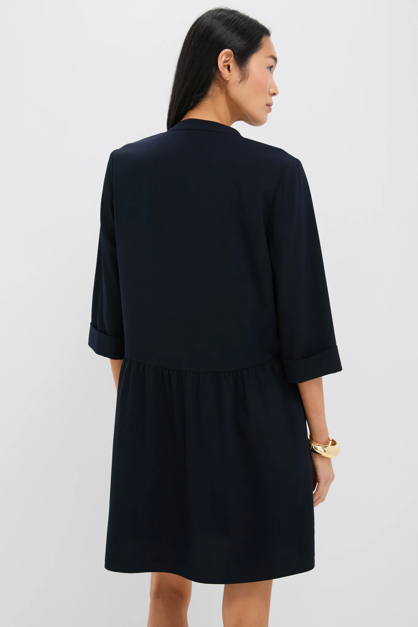 Navy Crepe Royal Shirt Dress - Image 5