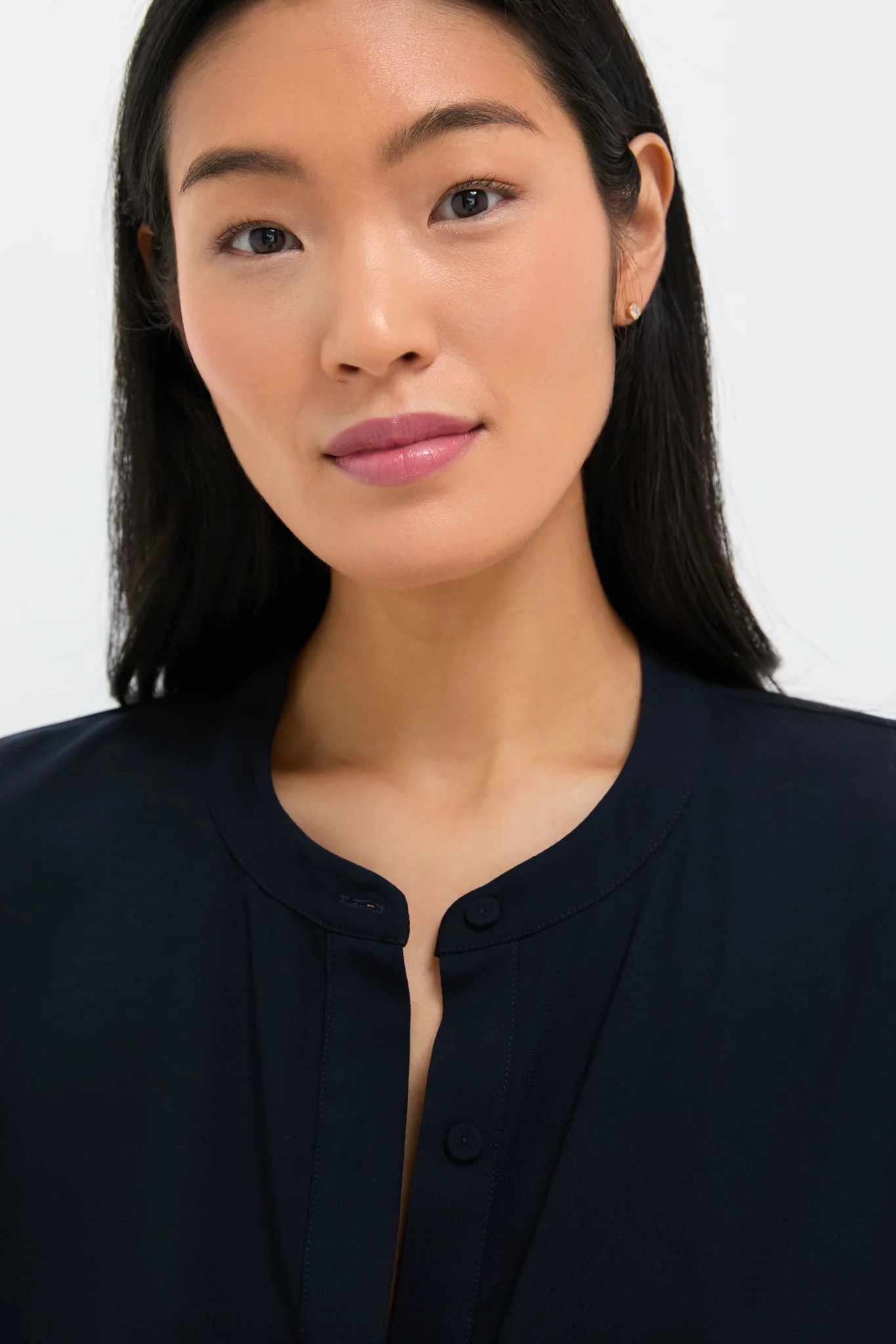 Navy Crepe Royal Shirt Dress - Image 6
