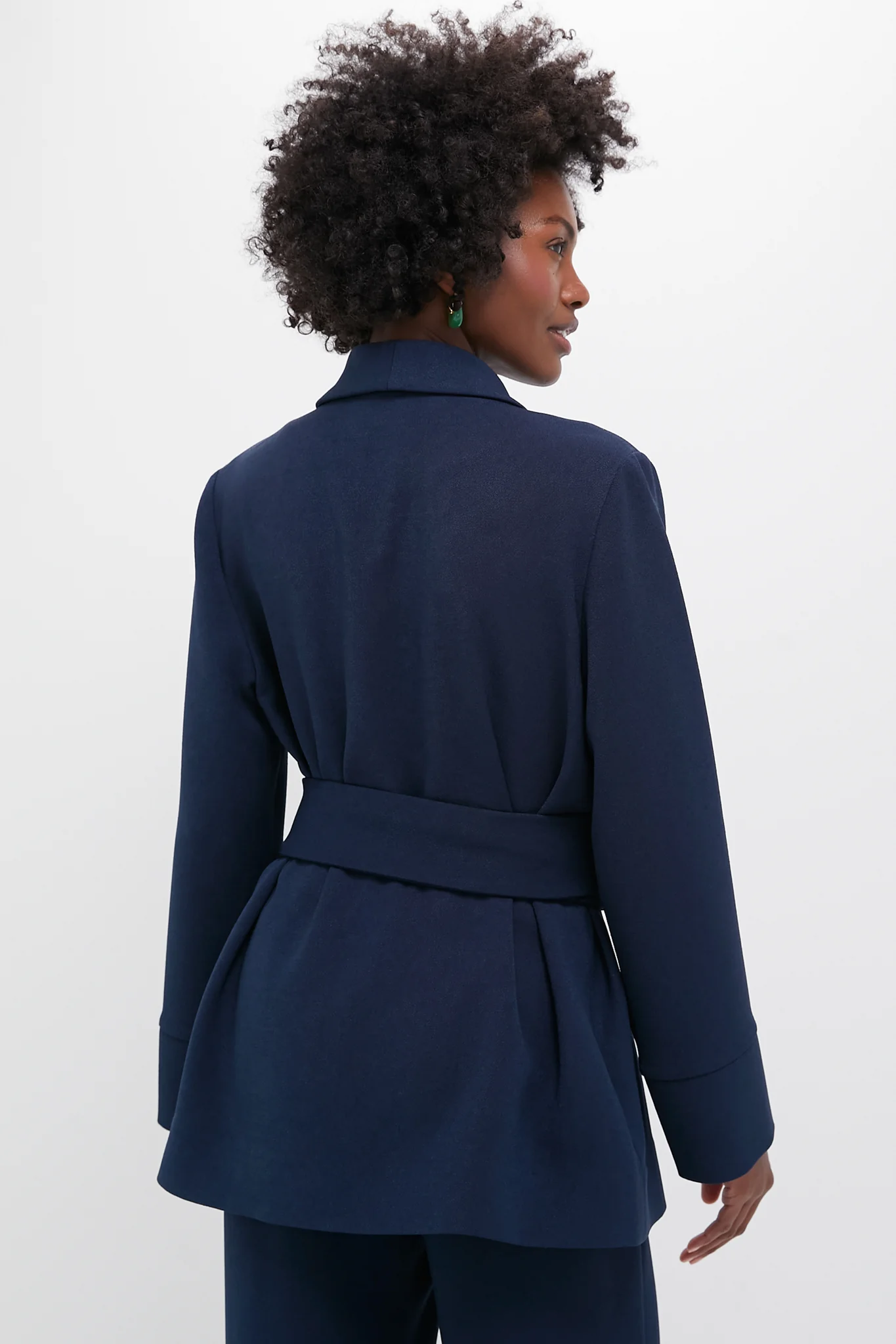 Navy Crepe Talia Wrap Blazer - Image 4