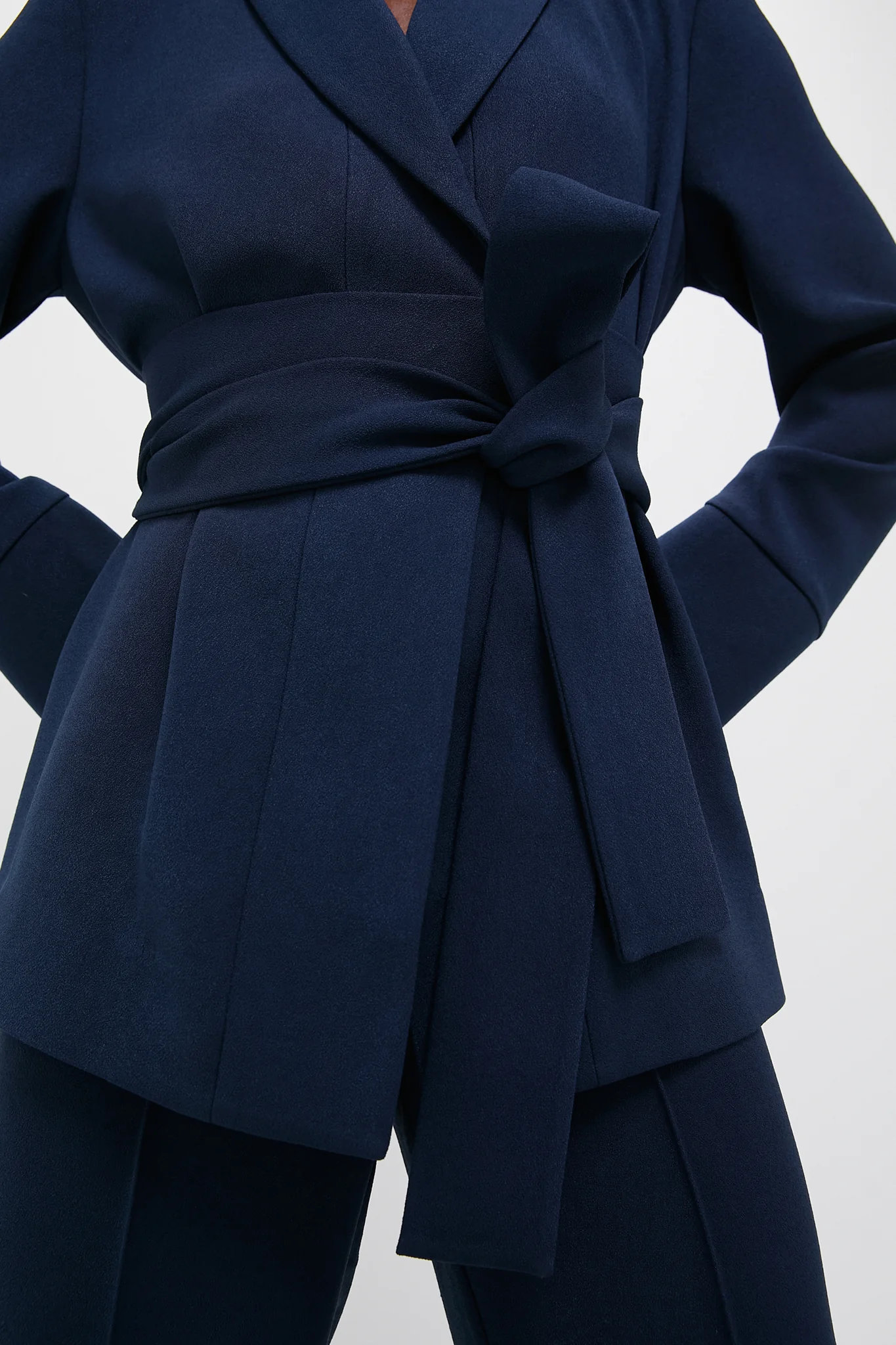 Navy Crepe Talia Wrap Blazer - Image 5