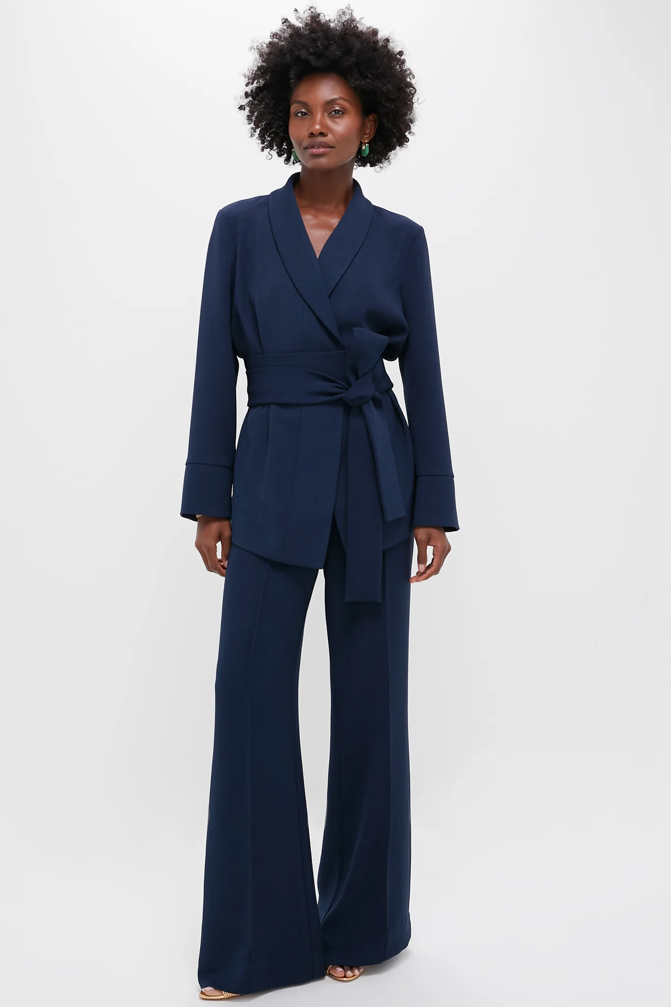 Navy Crepe Talia Wrap Blazer - Image 6