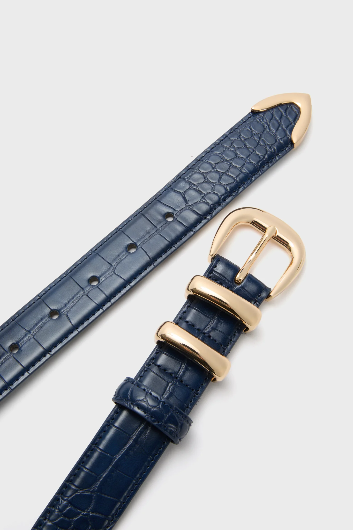 Navy Croc-Embossed Western Belt - Image 4