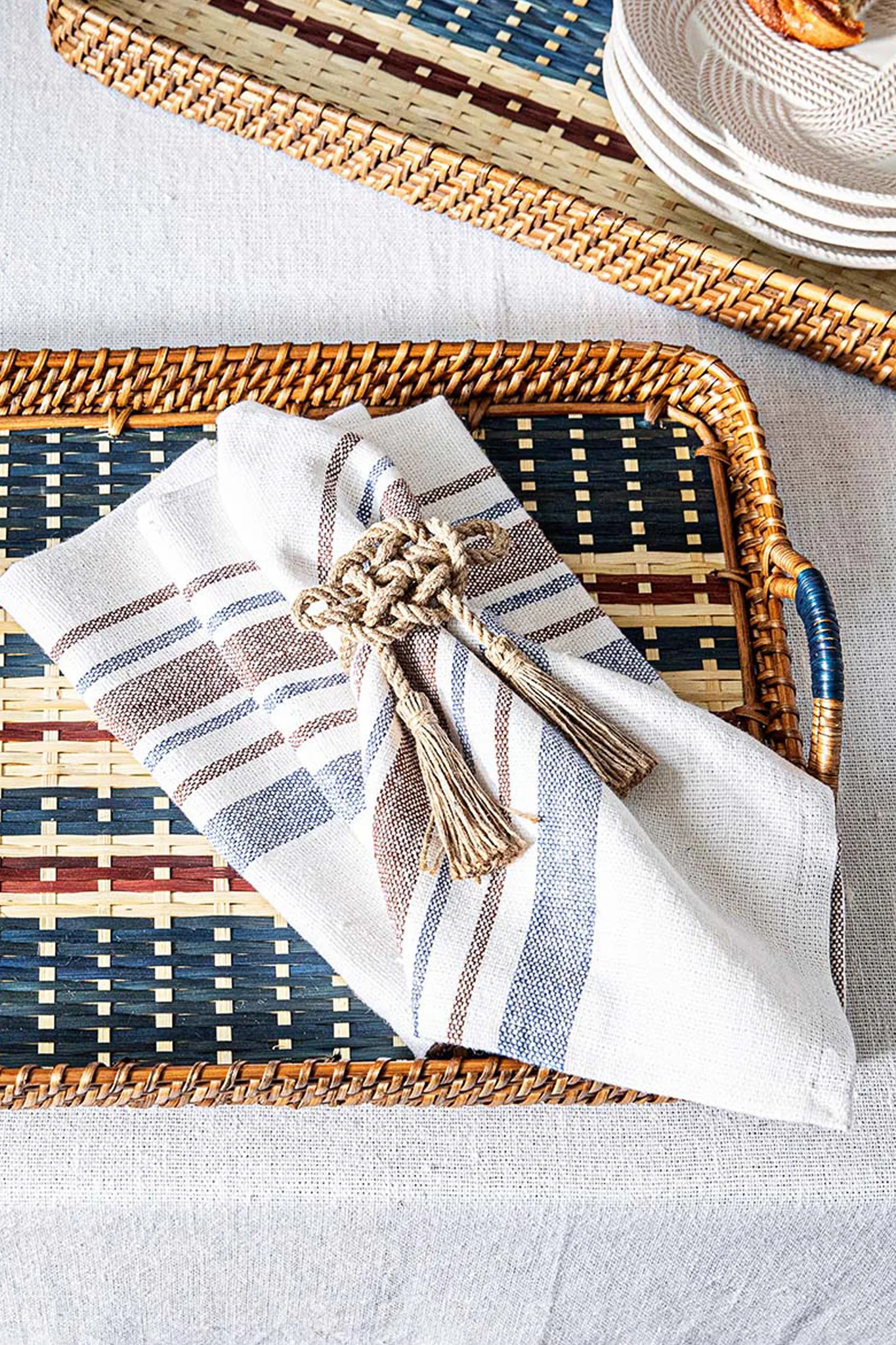 Navy Danish Stripe 18" Tray - Image 3