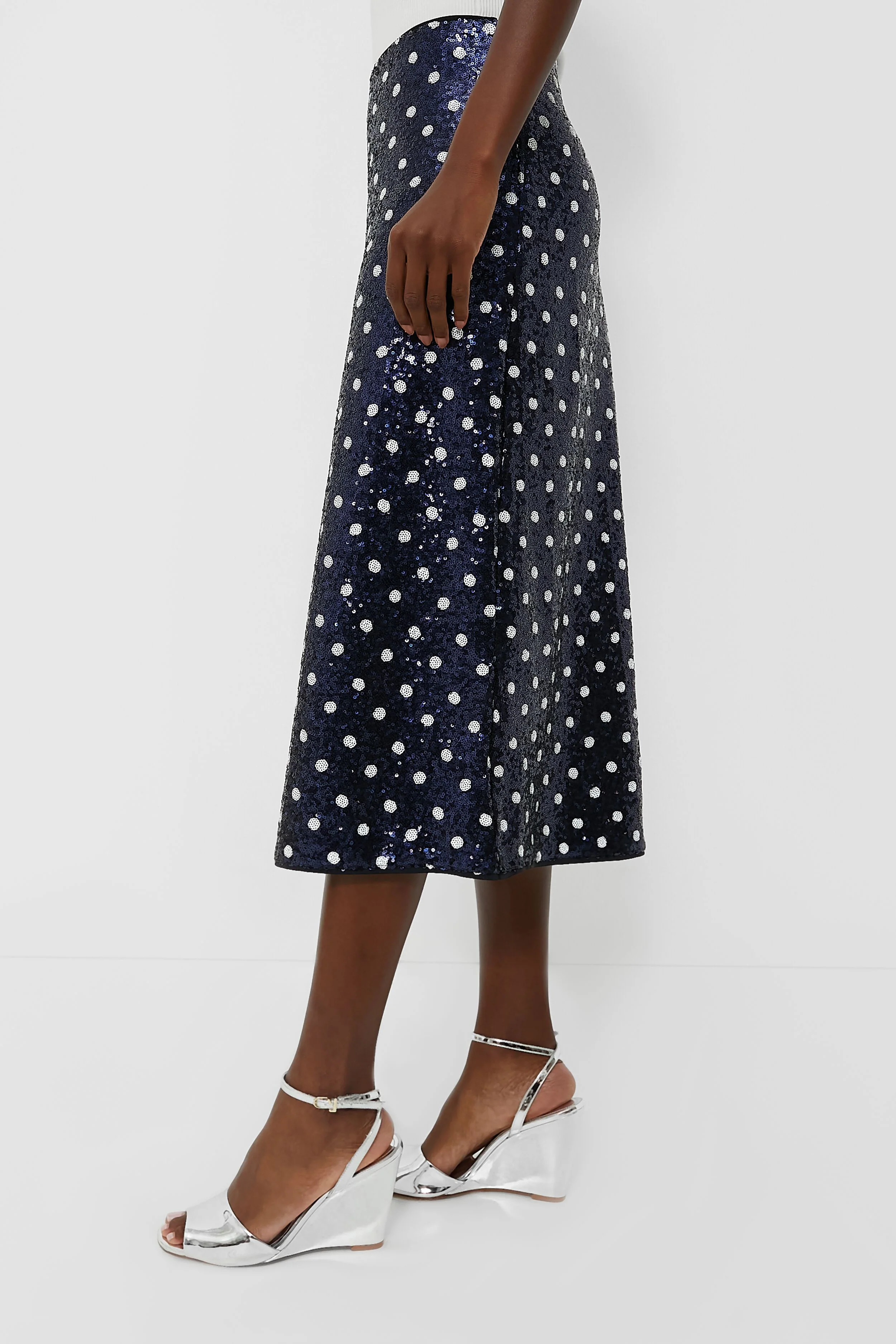 Navy Dotted Sequence Jily Skirt - Image 3