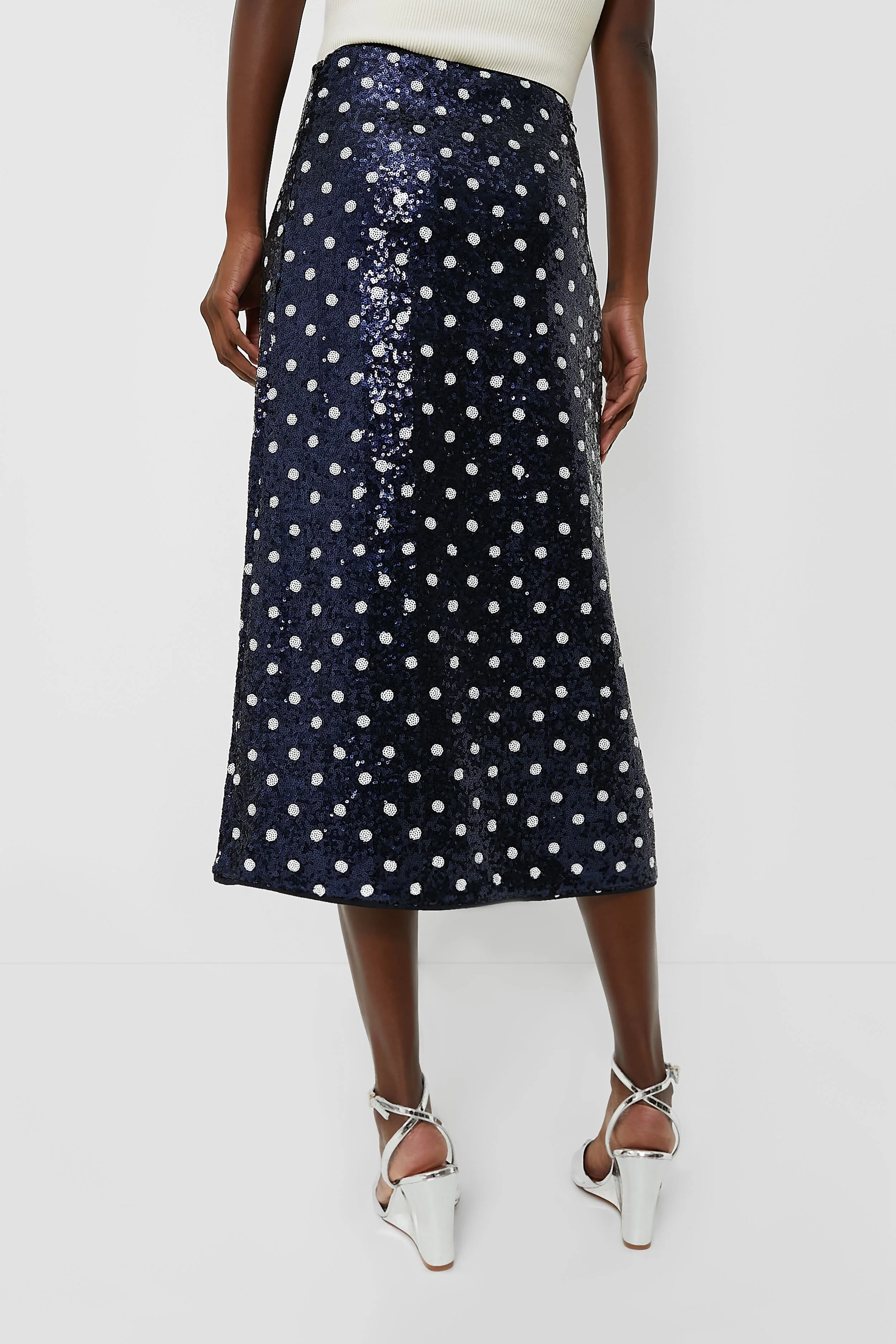 Navy Dotted Sequence Jily Skirt - Image 4