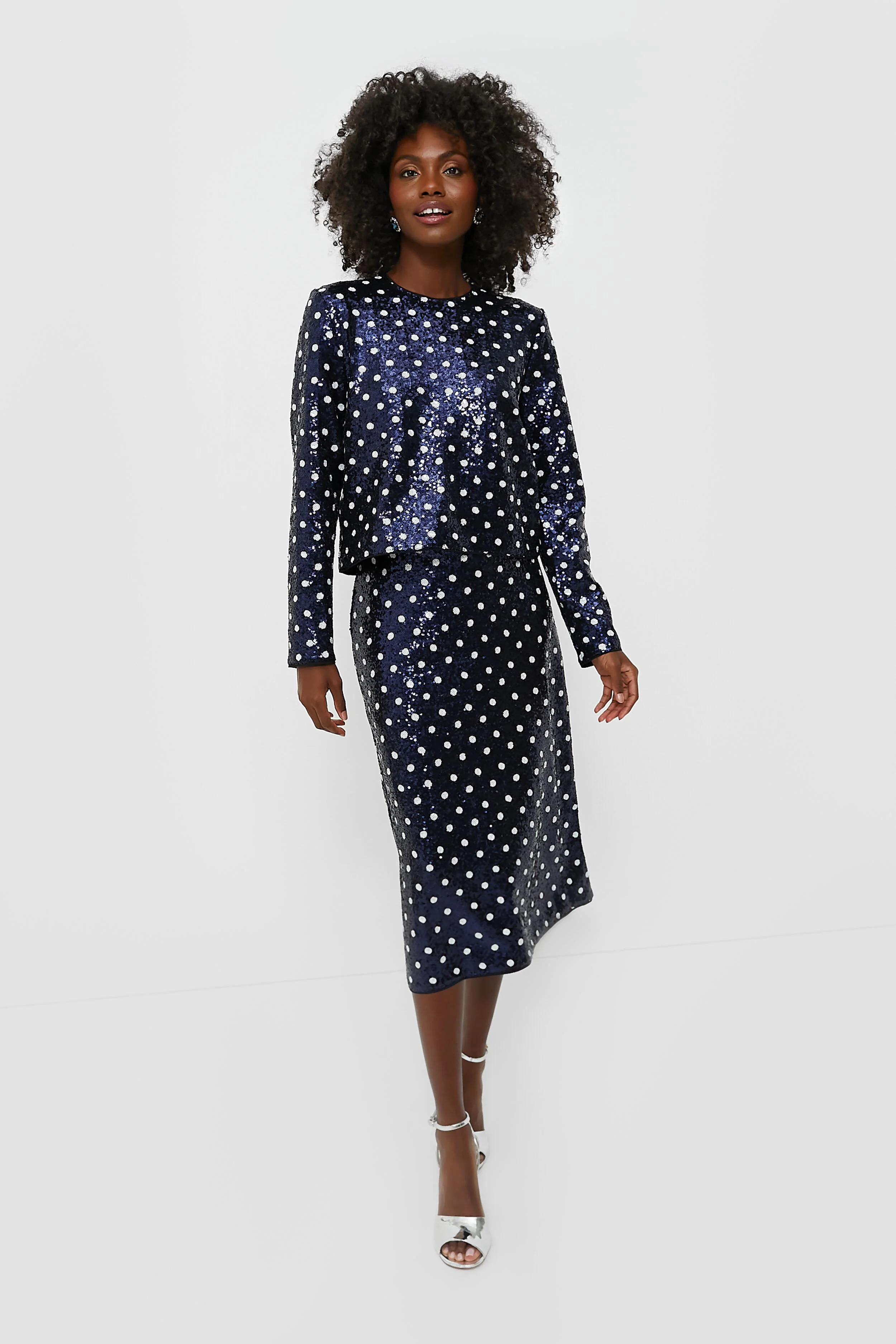 Navy Dotted Sequence Jily Skirt - Image 6