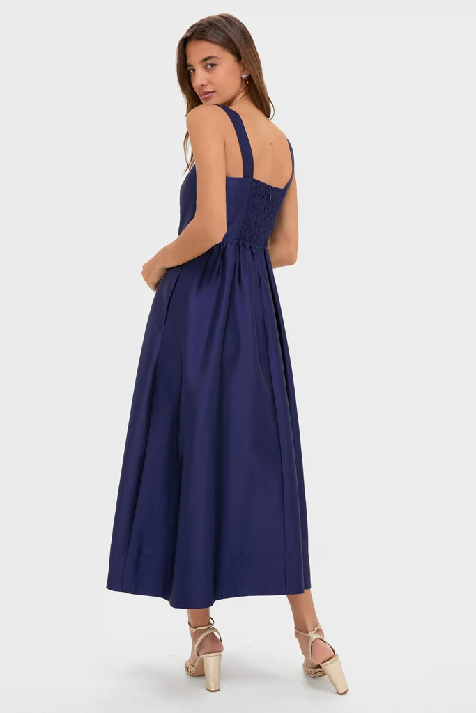 Navy Dupioni Esme Dress - Image 4