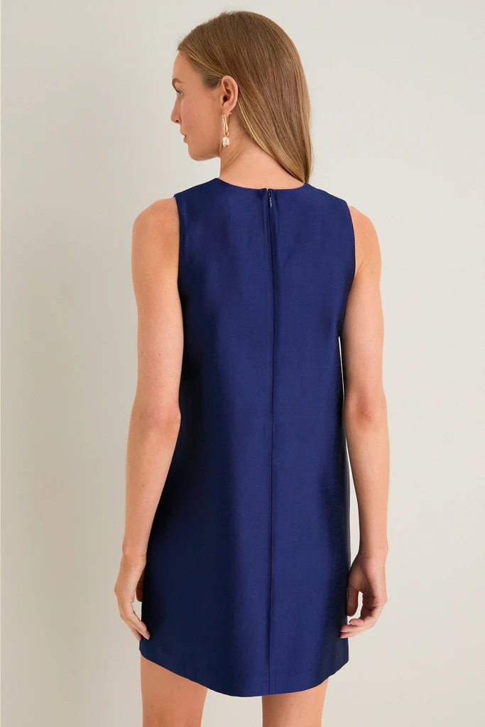 Navy Dupioni Marlowe Dress - Image 4