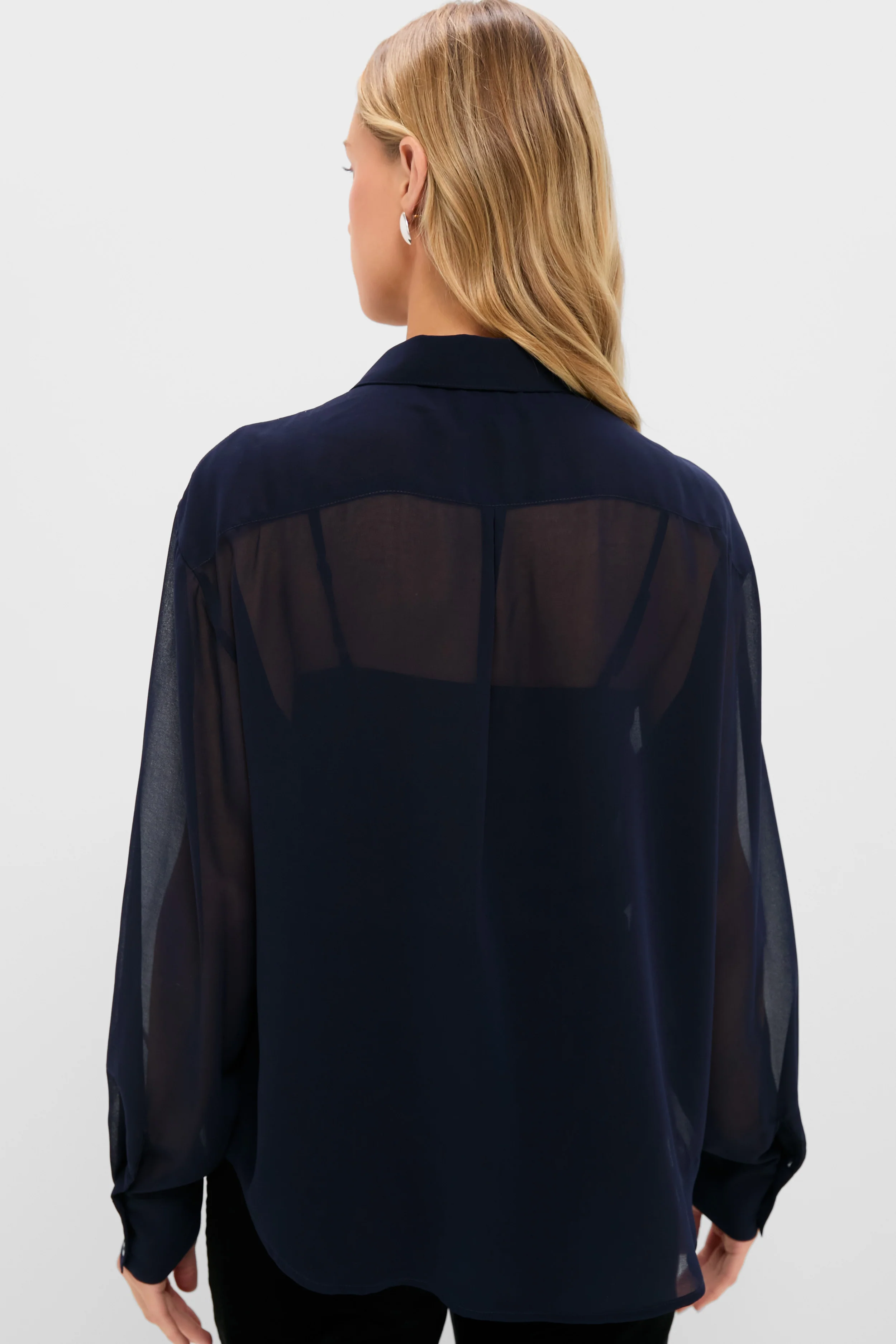 Navy Embellished Sheer Alysse Blouse - Image 5