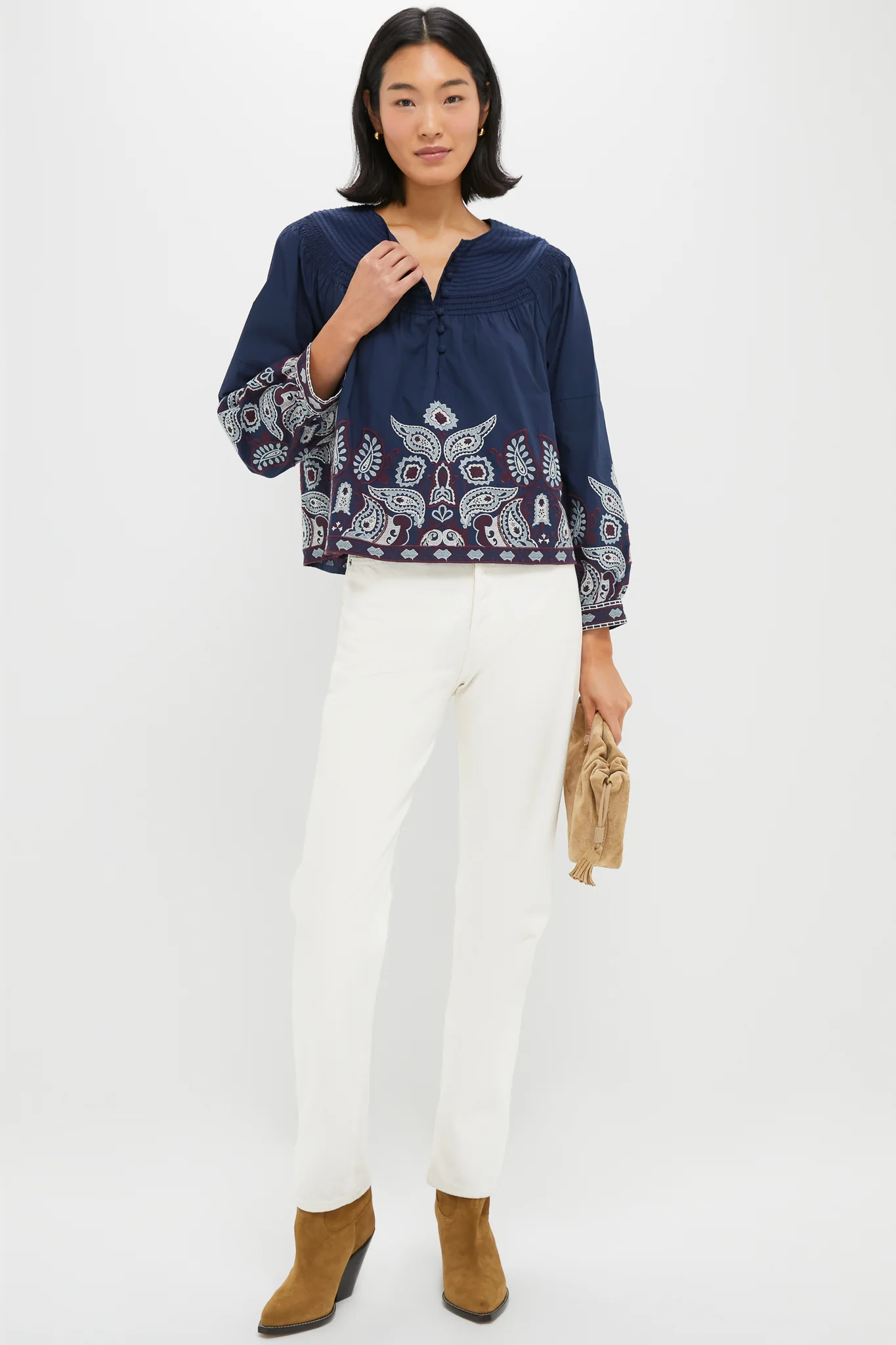 Navy Embroidered Lucia Blouse - Image 2
