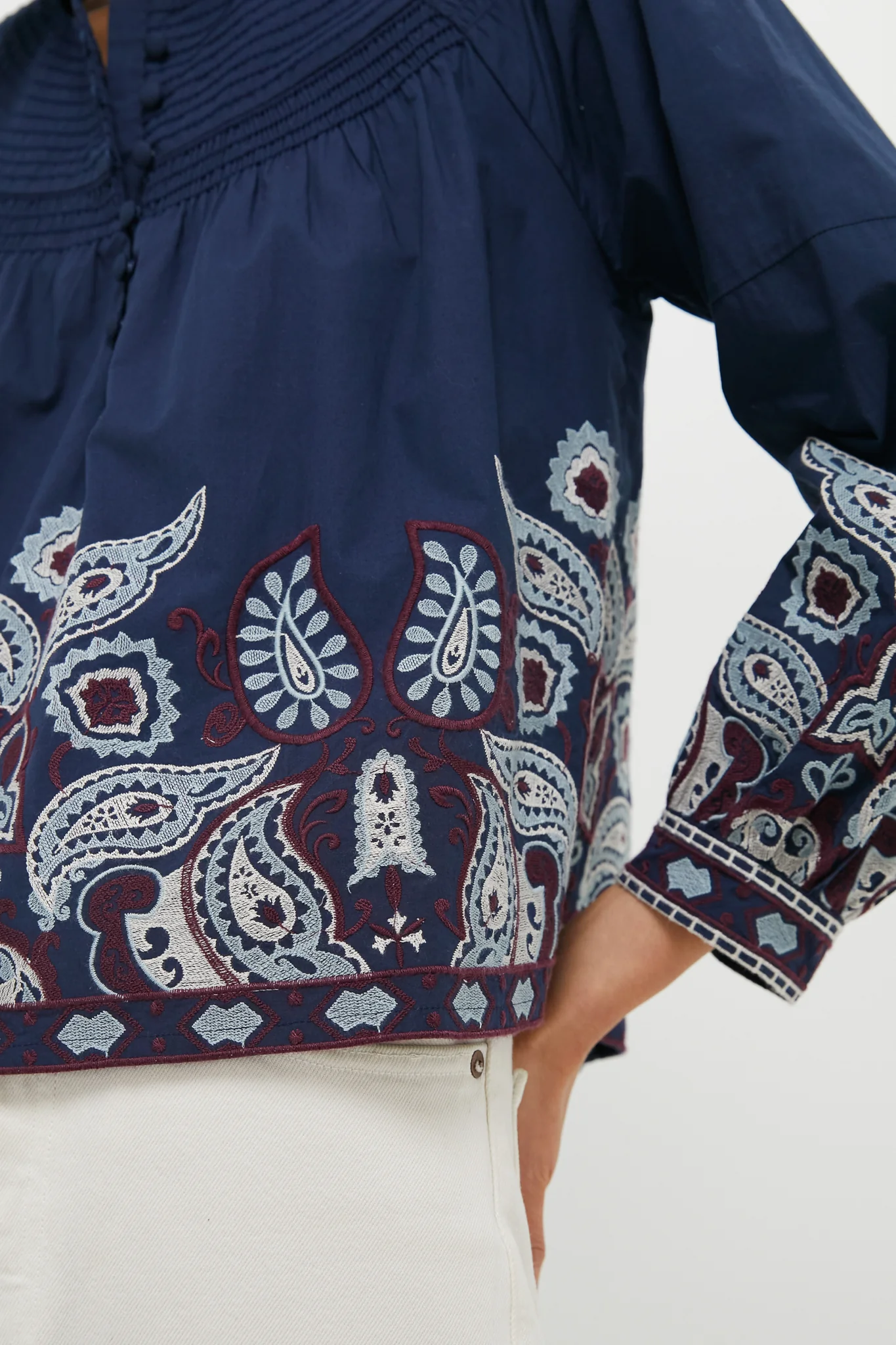 Navy Embroidered Lucia Blouse - Image 5