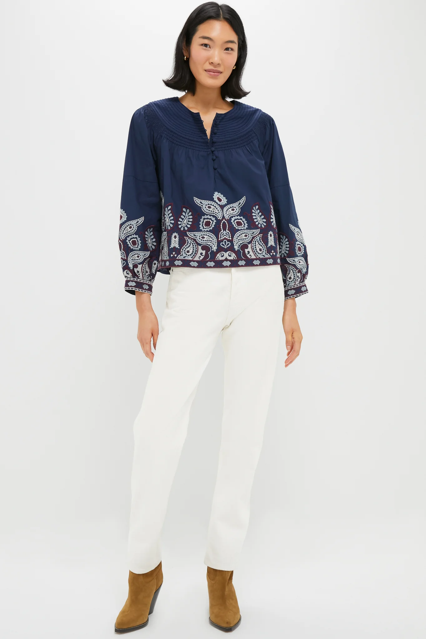 Navy Embroidered Lucia Blouse - Image 6