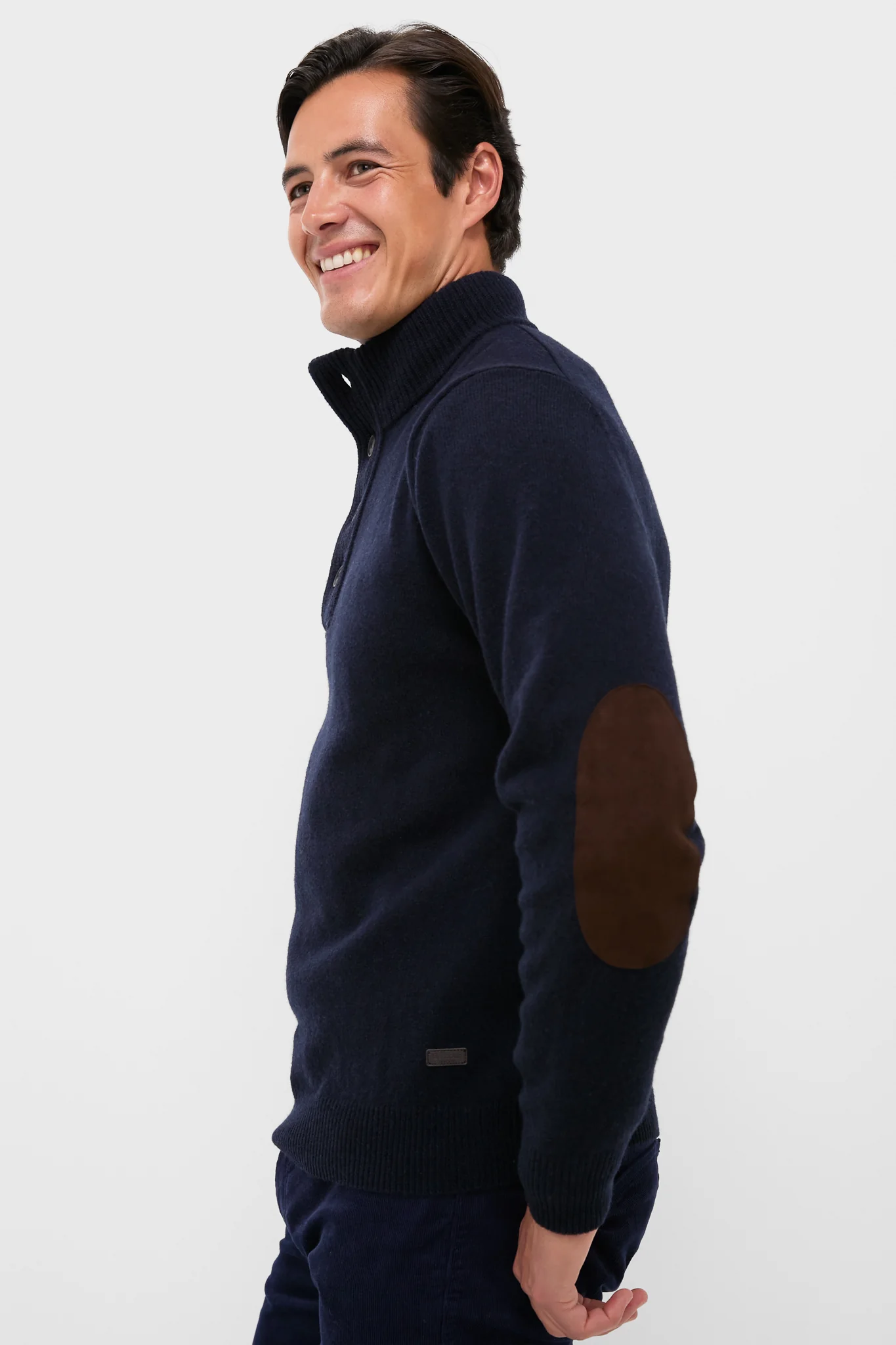 Navy Essential Patch Half Zip Knitted Jumper - Image 3