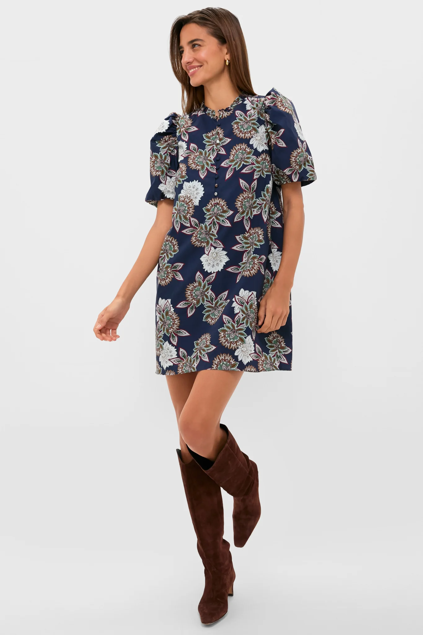 Navy Floral Mimi Mini Dress - Image 7