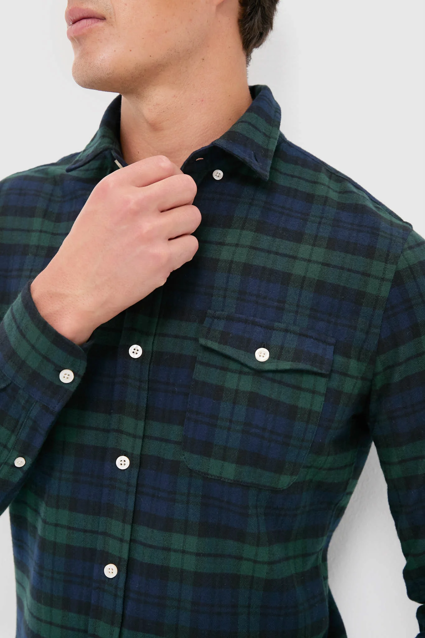 Navy Forest Plaid Washed Flannel - Image 6