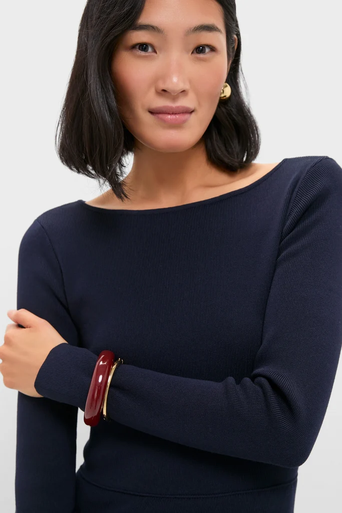 Navy Gemma Mix-Media Dress - Image 5