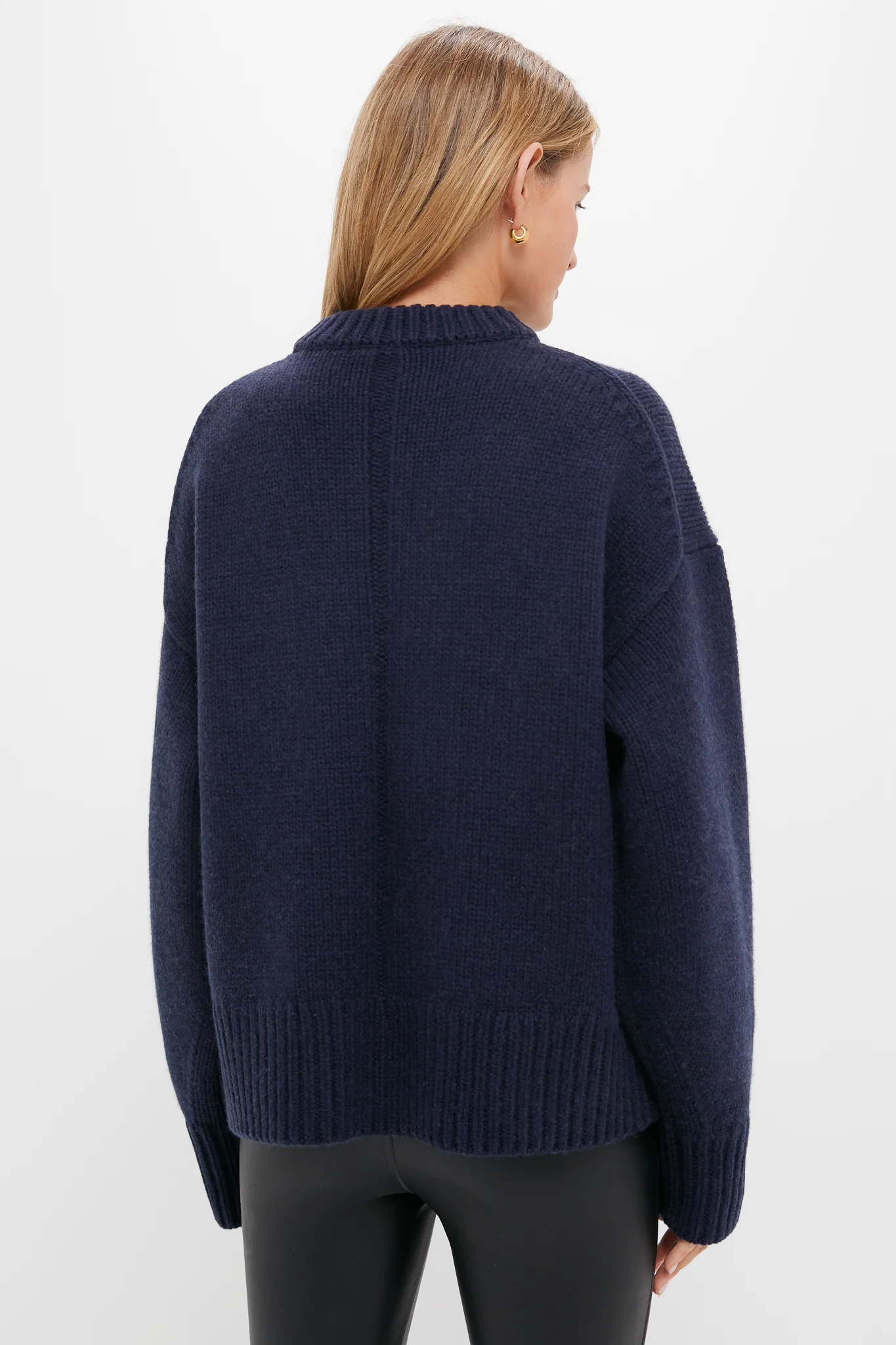 Navy Genevieve Cashmere Wool Blend Crewneck Sweater - Image 4