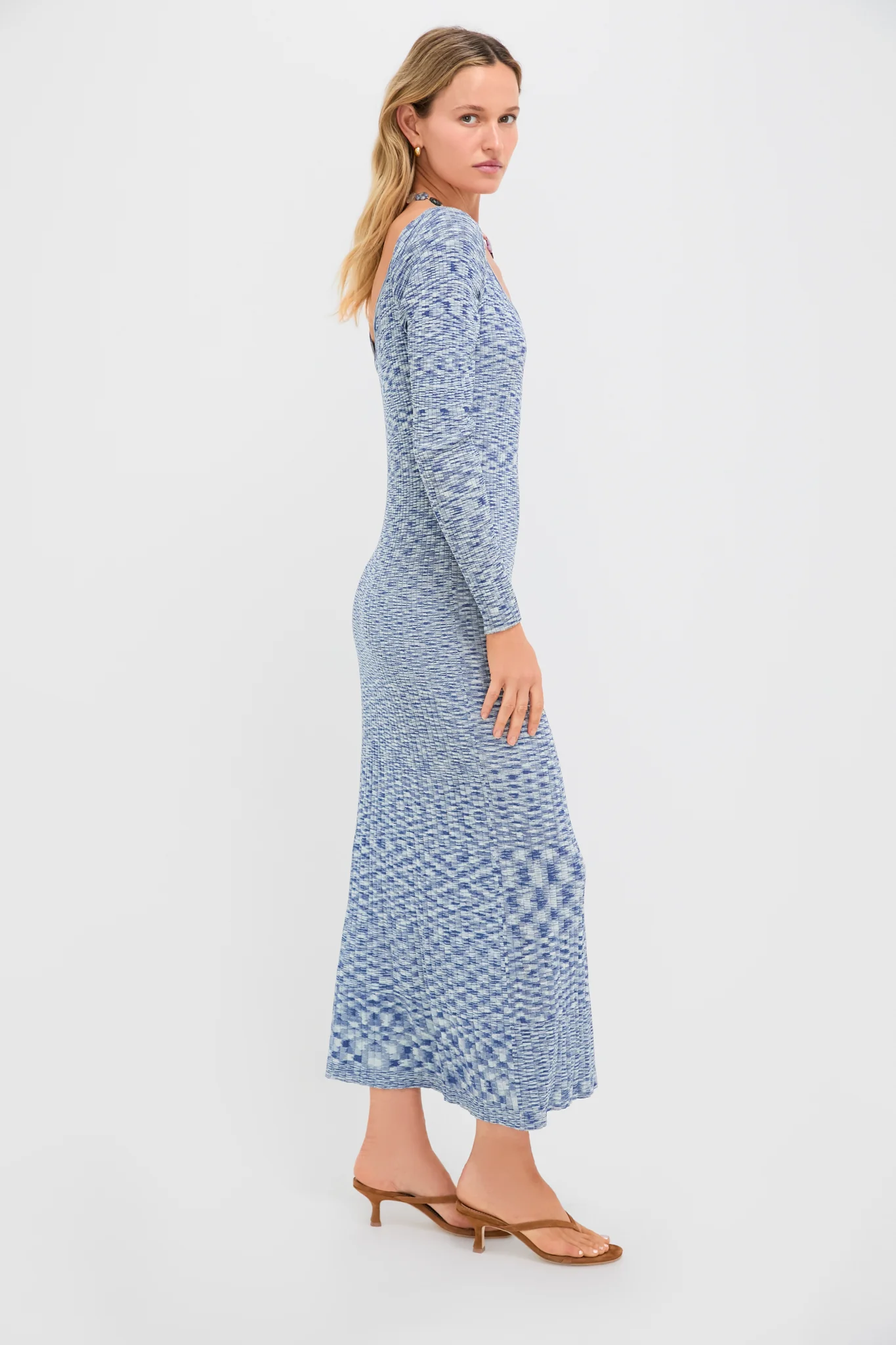 Navy Harper Off Shoulder Knit Sweater Midi Dress - Image 2