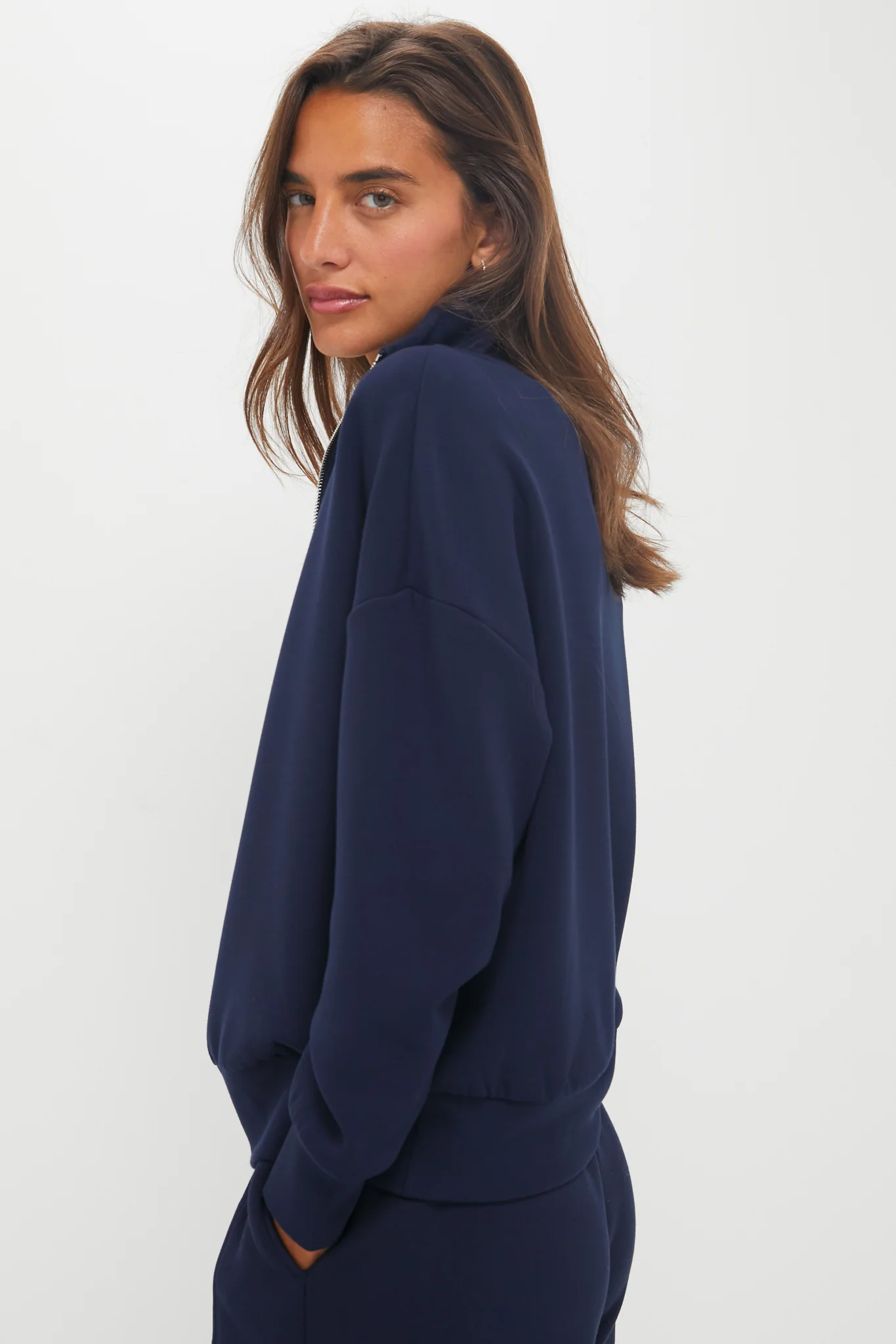 Navy Hawley Half Zip Sweat - Image 3