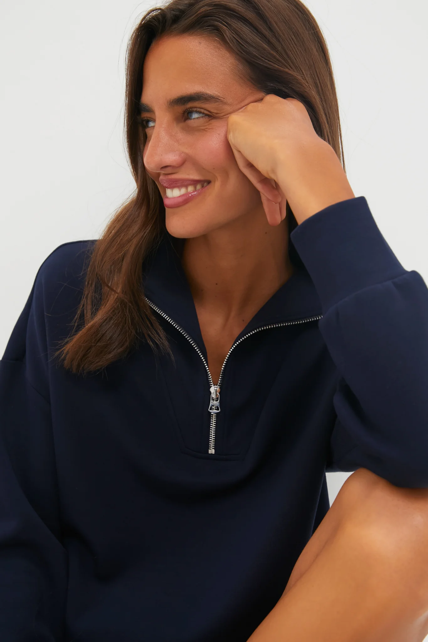 Navy Hawley Half Zip Sweat - Image 5