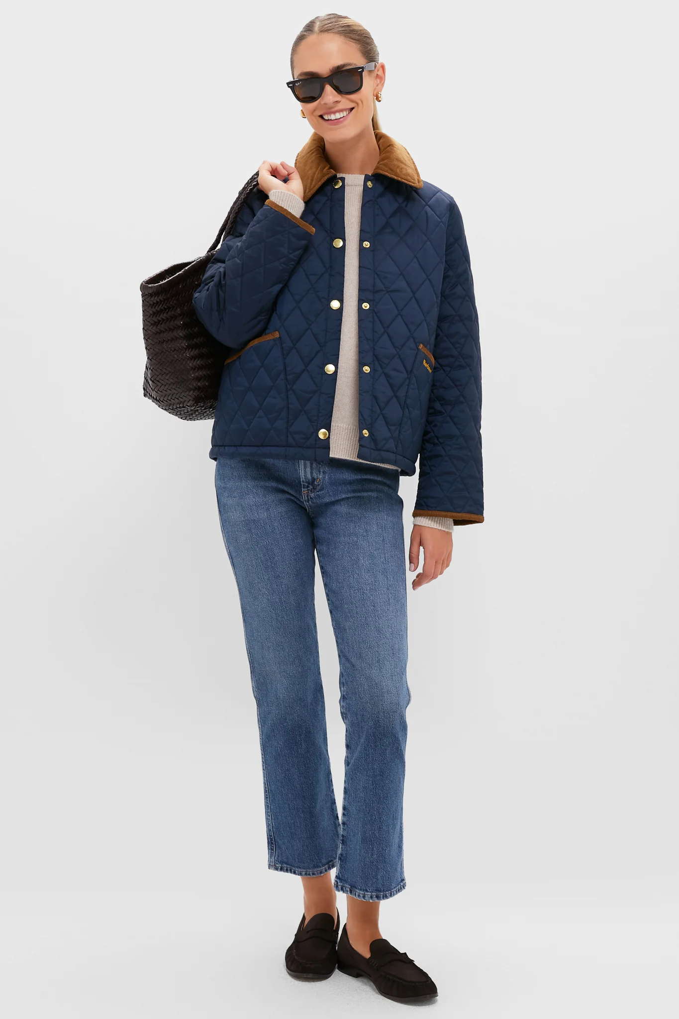 Navy Icons Cropped Liddesdale Quilted Jacket - Image 2