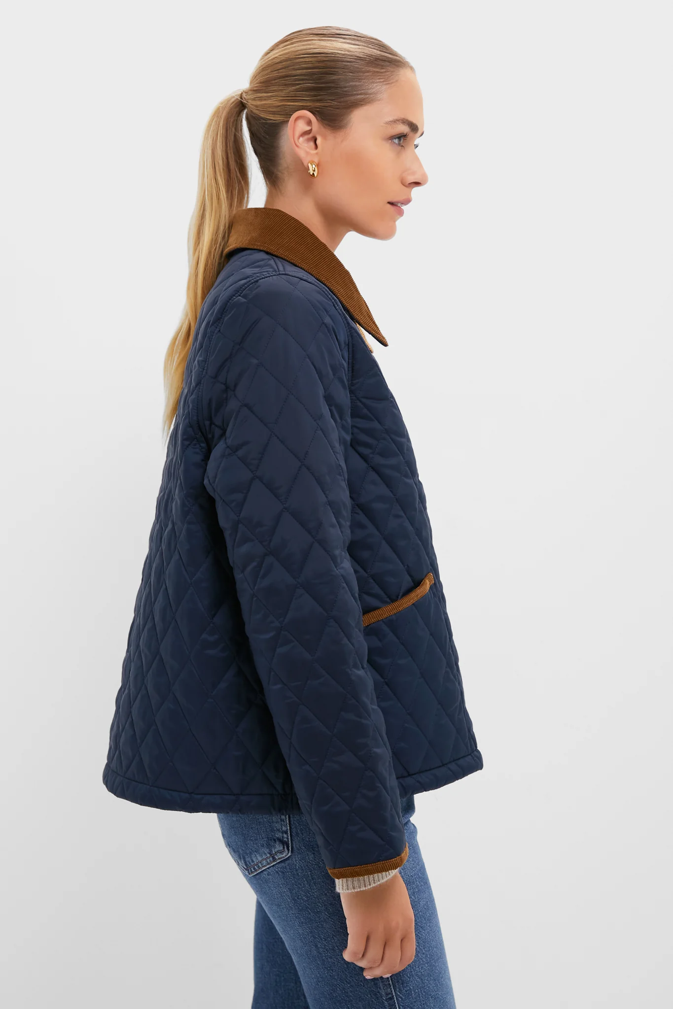 Navy Icons Cropped Liddesdale Quilted Jacket - Image 3