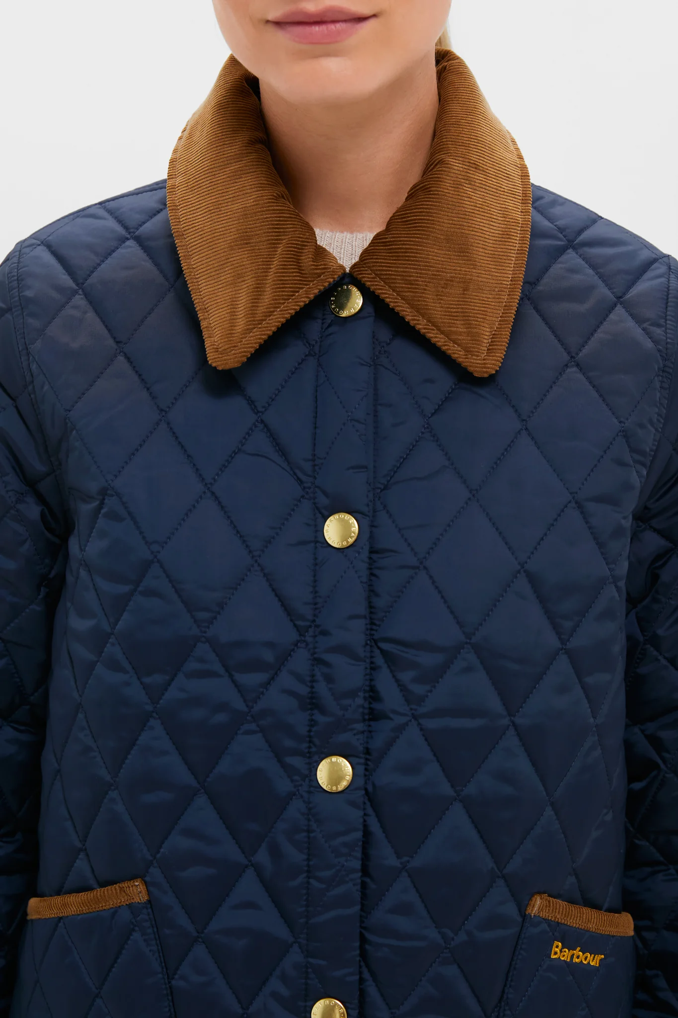 Navy Icons Cropped Liddesdale Quilted Jacket - Image 5