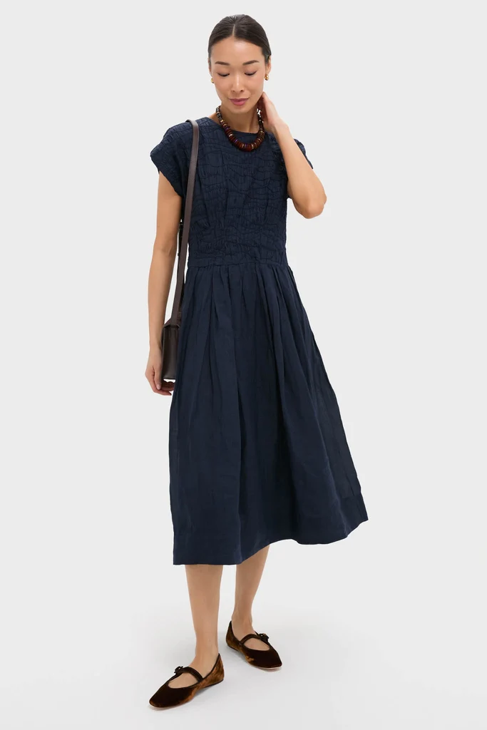Navy Imogen Solid Midi Dress - Image 2