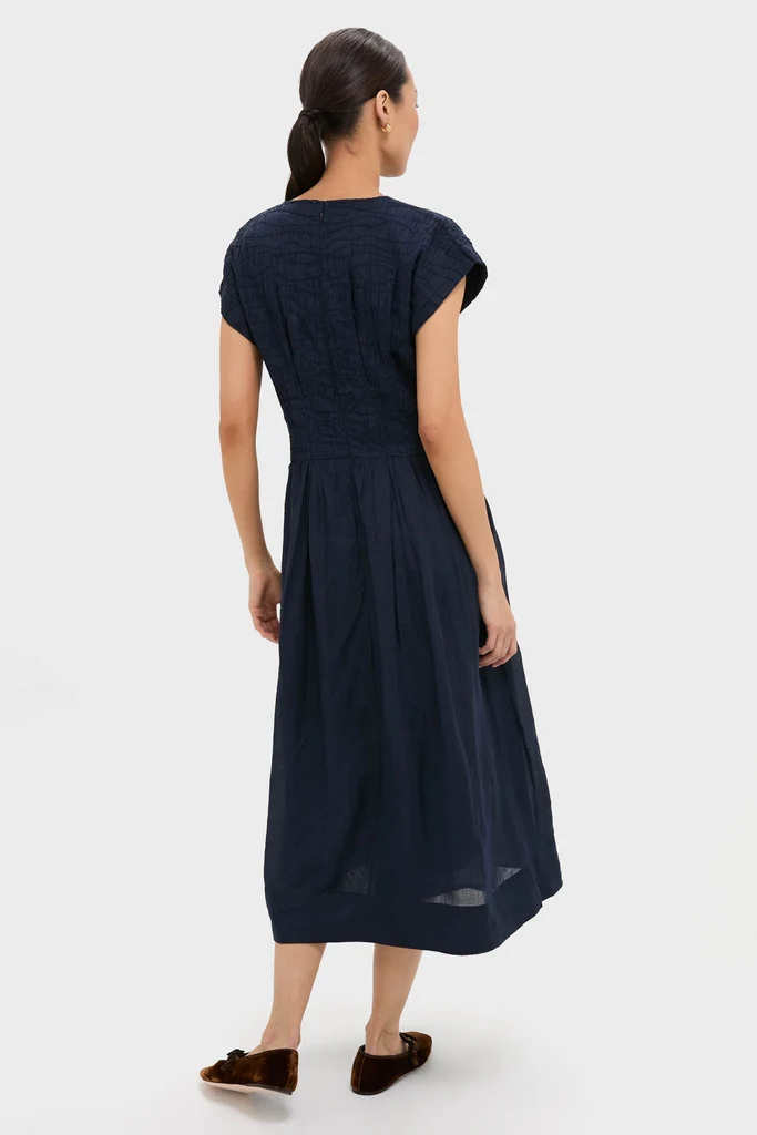 Navy Imogen Solid Midi Dress - Image 4