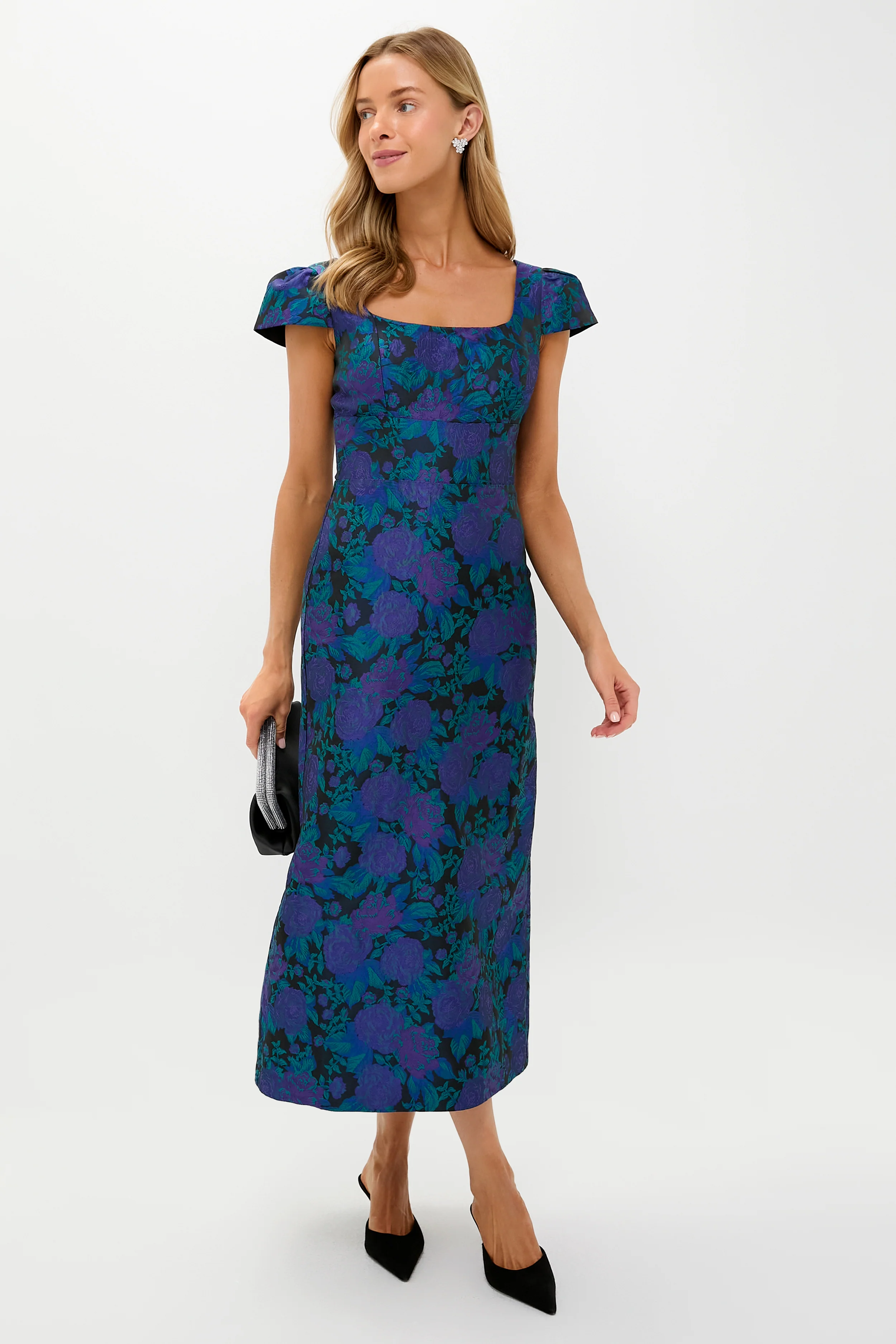 Navy & Indigo Jacquard Archibald Maxi Dress - Image 3