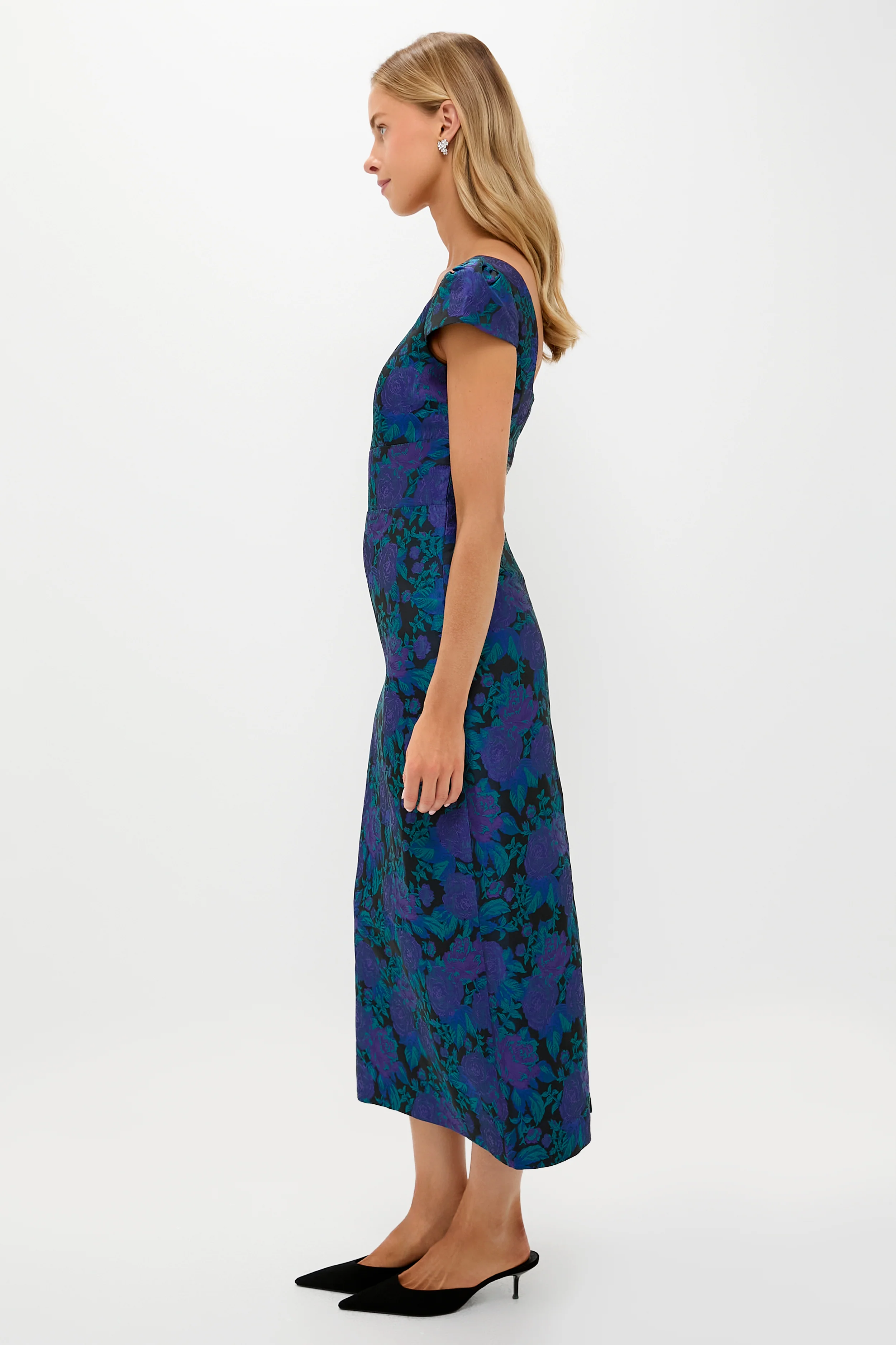 Navy & Indigo Jacquard Archibald Maxi Dress - Image 4