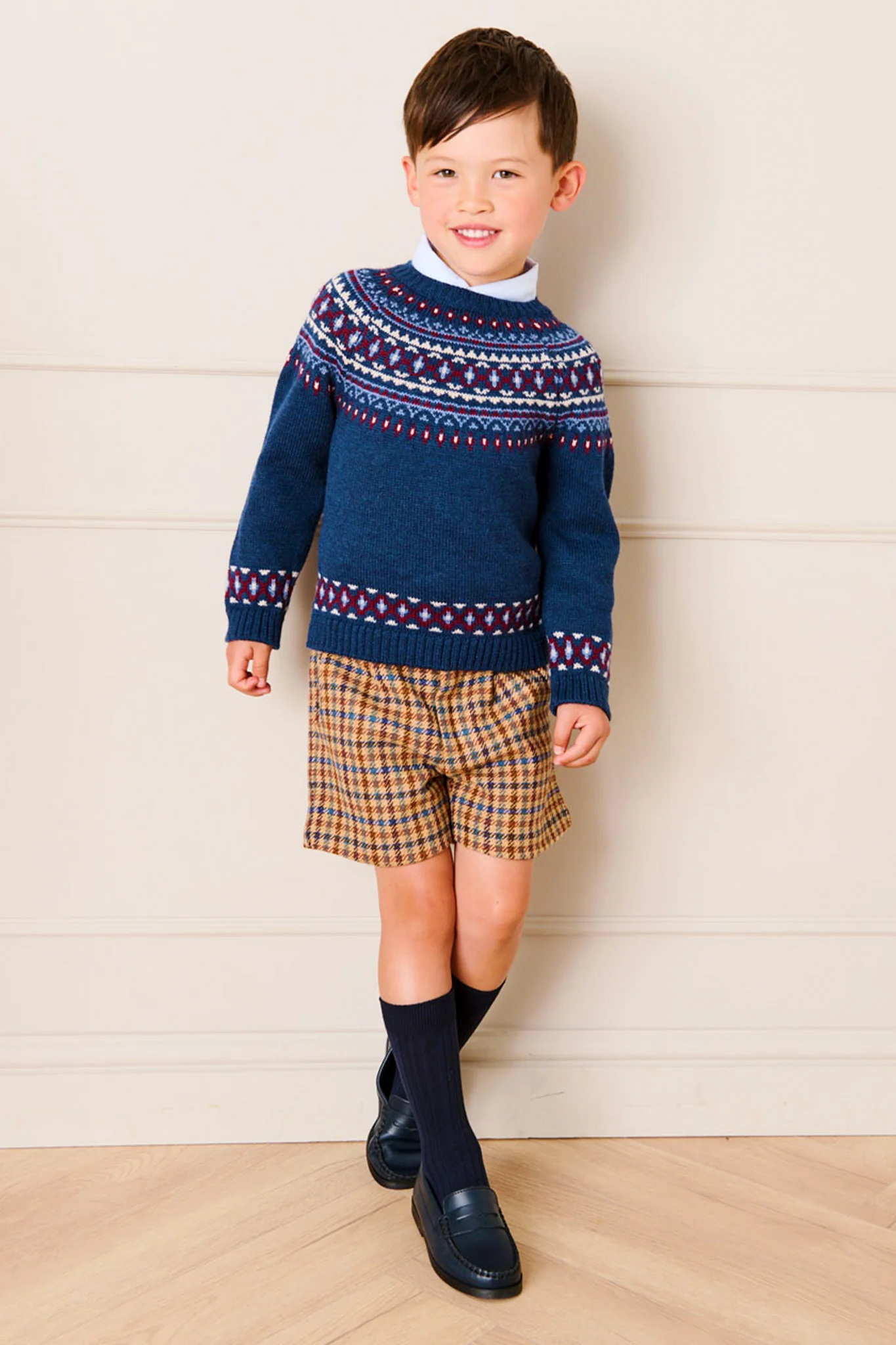 Jacquard Jumper in Navy - Image 3