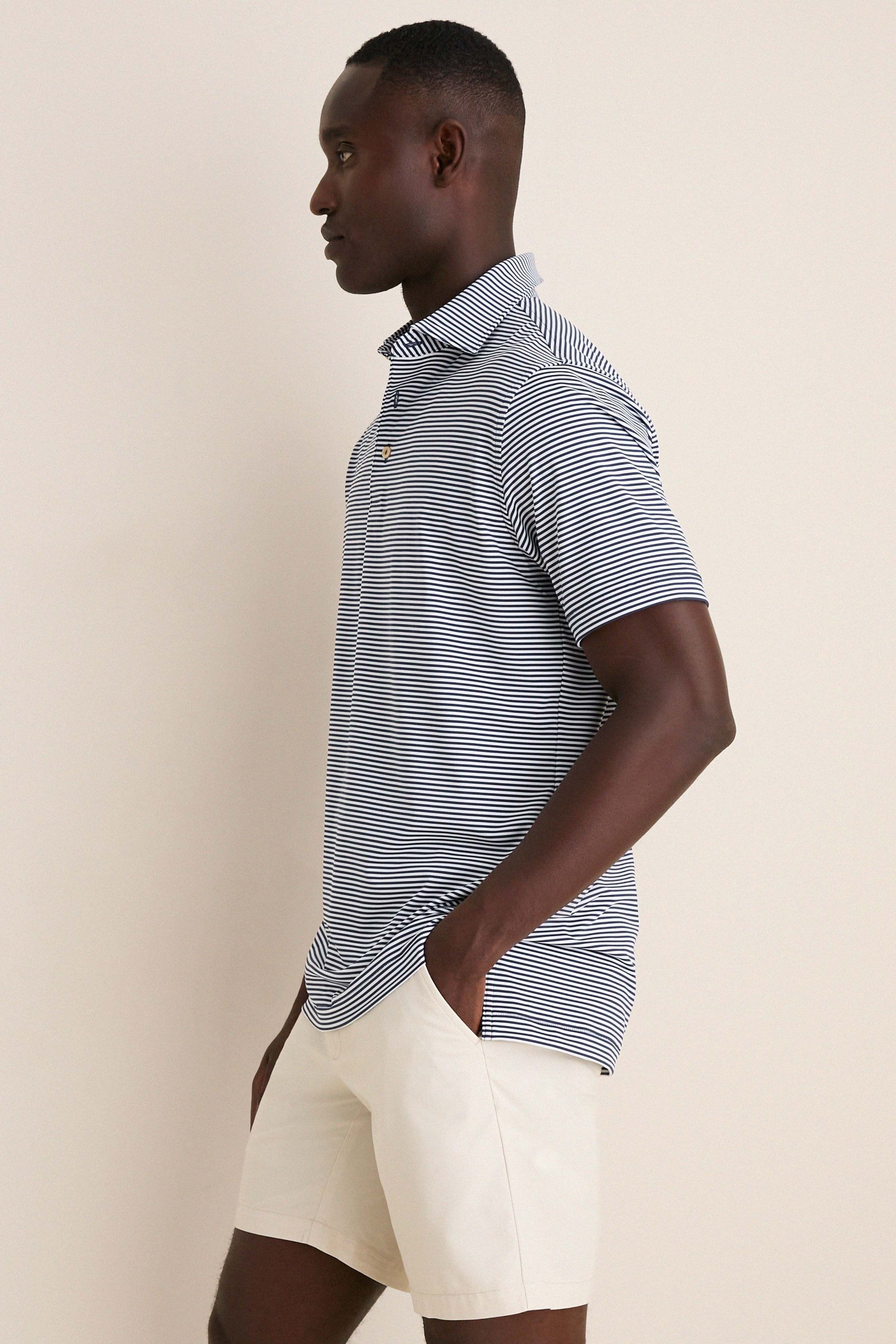 Navy Hales Performance Jersey Polo - Image 3