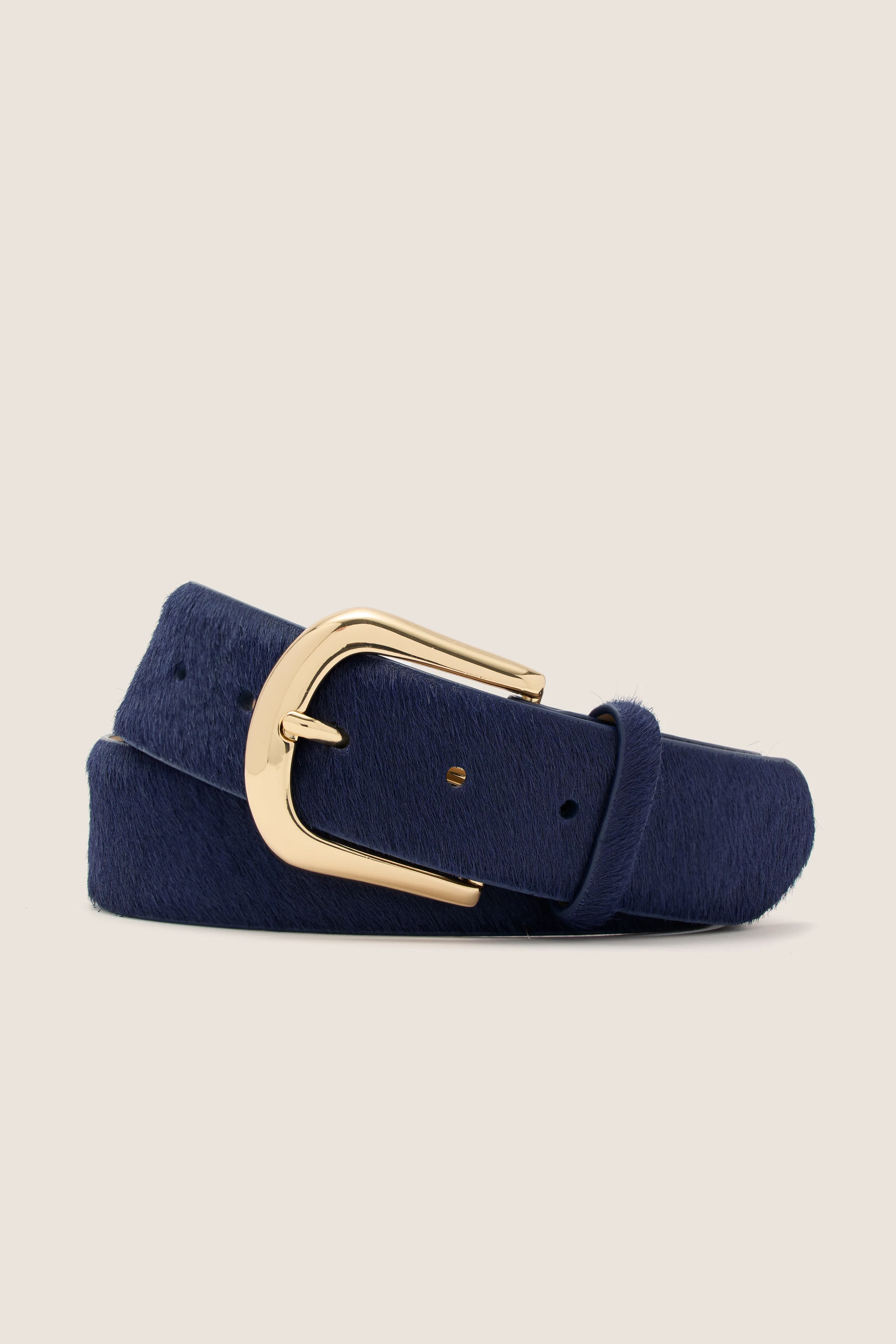 Navy Kennedy Calf-Hair Belt