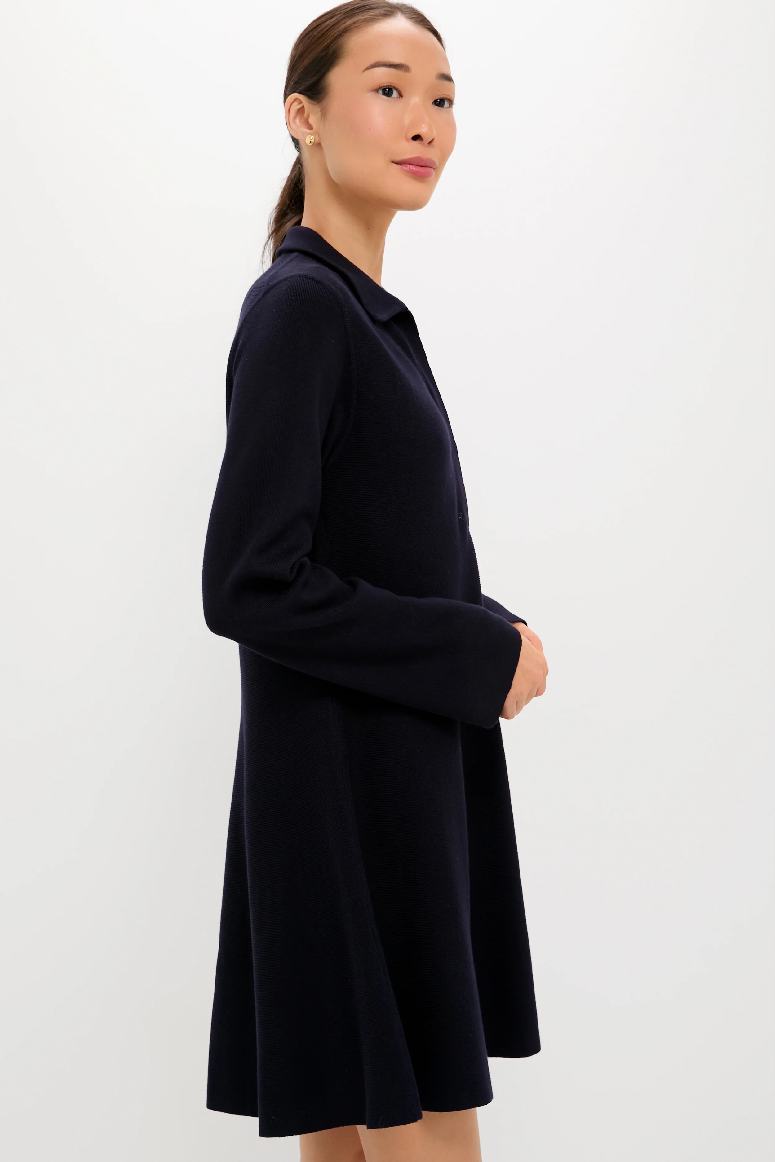 Navy Knit Callie Shirt Dress - Image 3