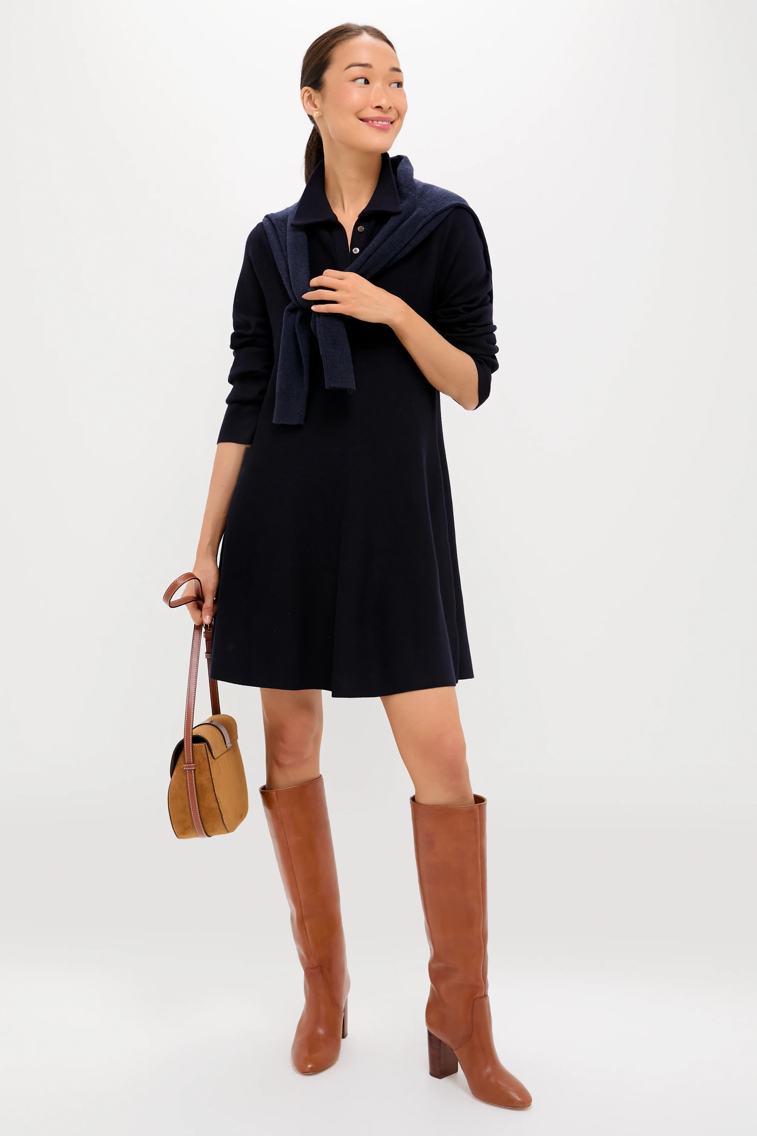 Navy Knit Callie Shirt Dress - Image 6