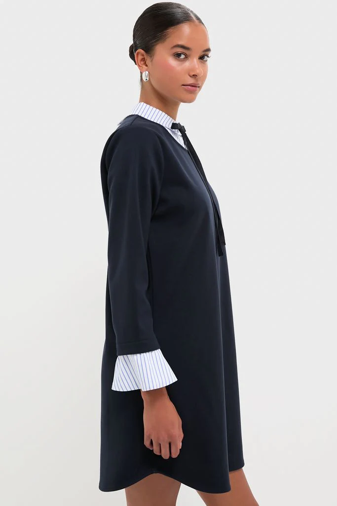 Navy Knit Long Sleeve Burbank Mini Dress - Image 3