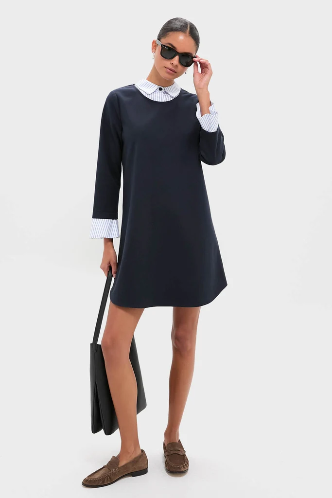 Navy Knit Long Sleeve Burbank Mini Dress - Image 6