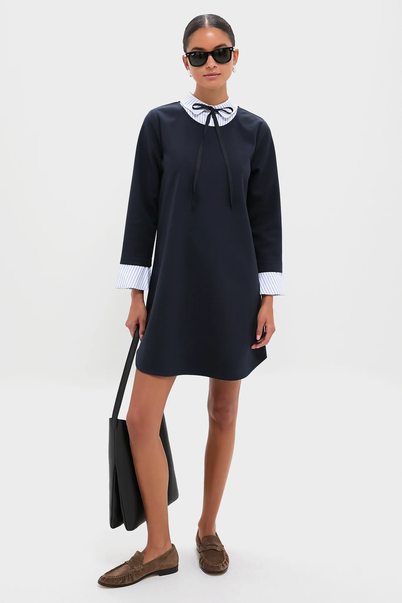 Navy Knit Long Sleeve Burbank Mini Dress - Image 7