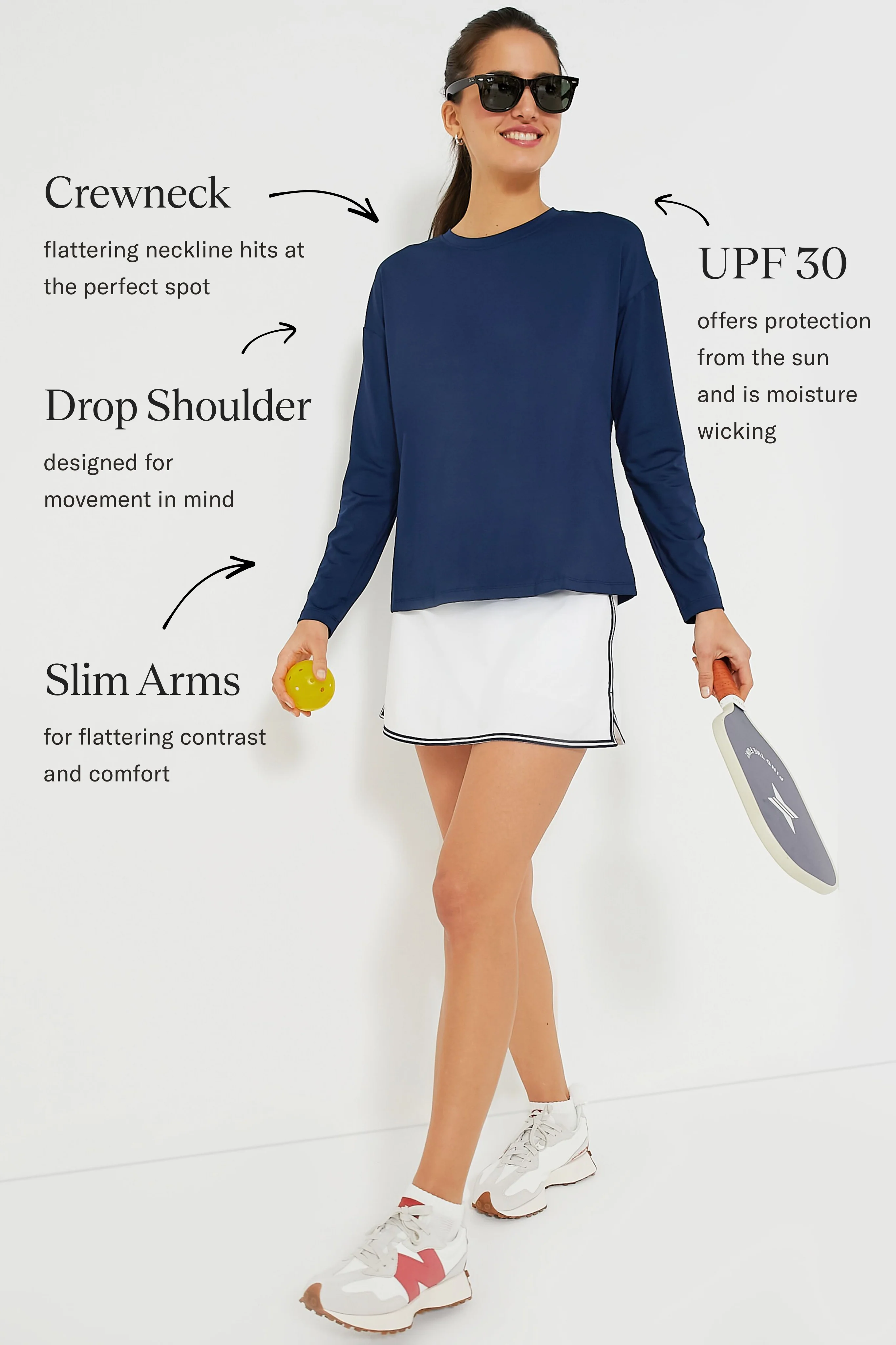 Navy Long Sleeve Performance Jersey Ryan Boyfriend Tee - Image 3