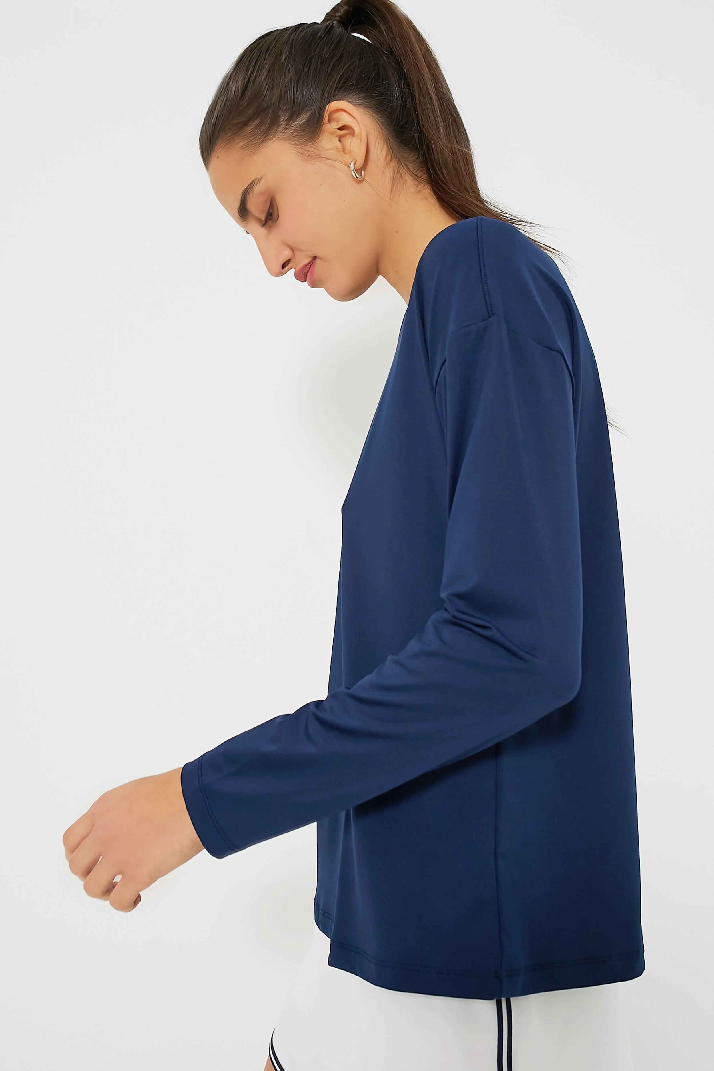 Navy Long Sleeve Performance Jersey Ryan Boyfriend Tee - Image 4