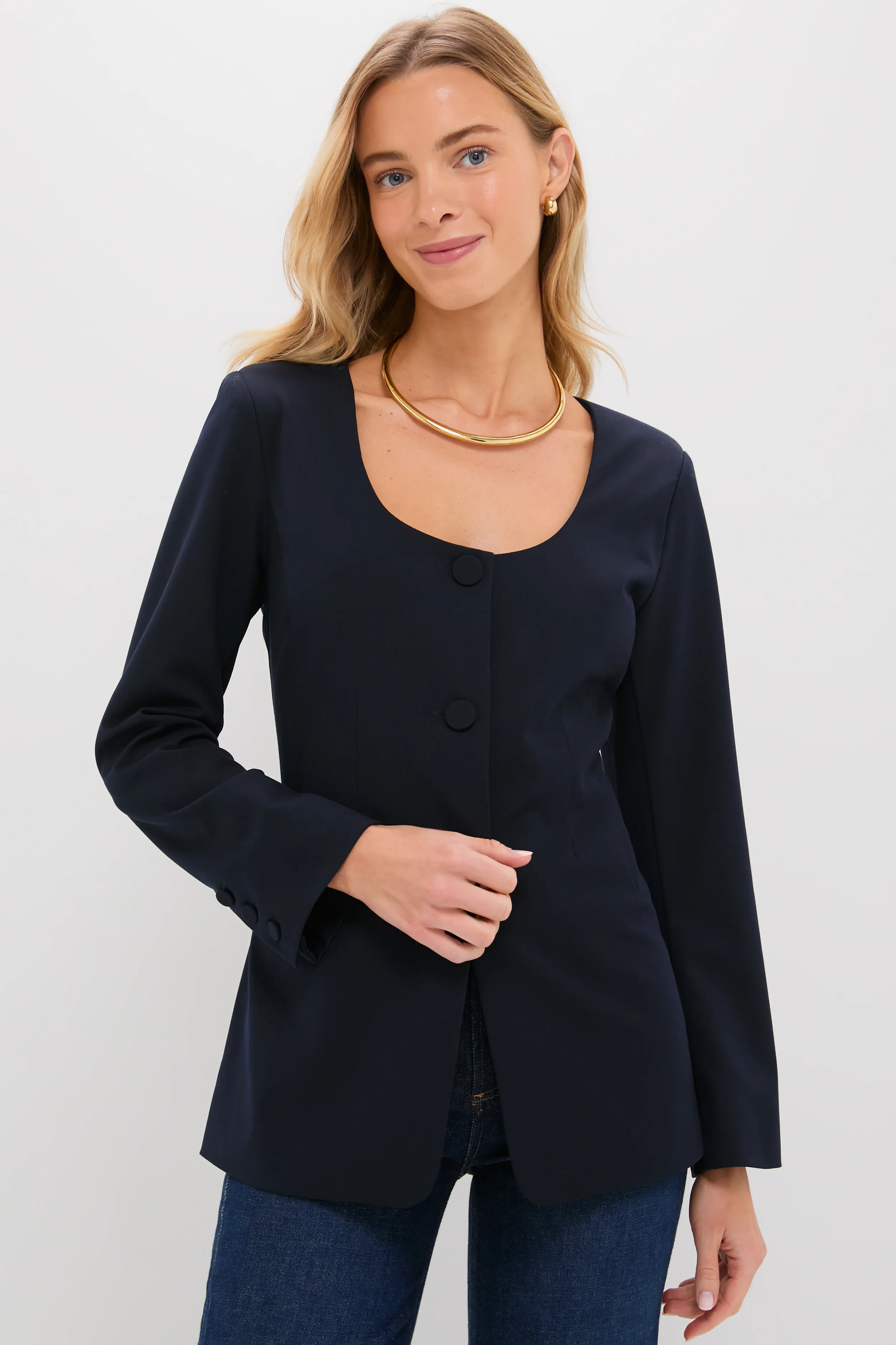 Navy Long Sleeve Shane Top
