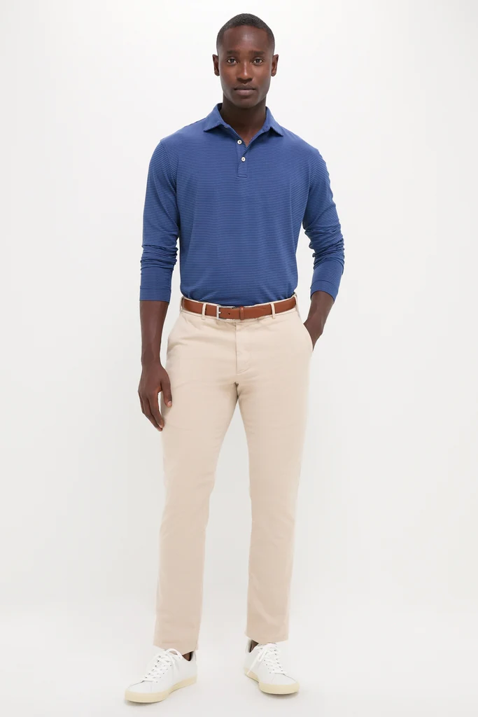 Navy Lyons Performance Jersey Long Sleeve Polo - Image 2