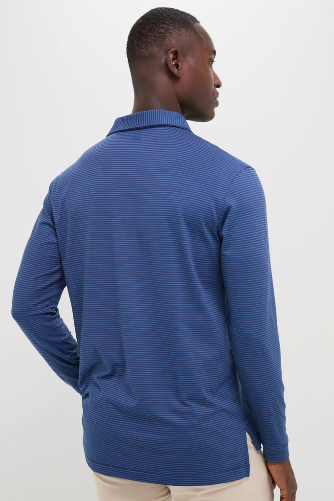 Navy Lyons Performance Jersey Long Sleeve Polo - Image 4