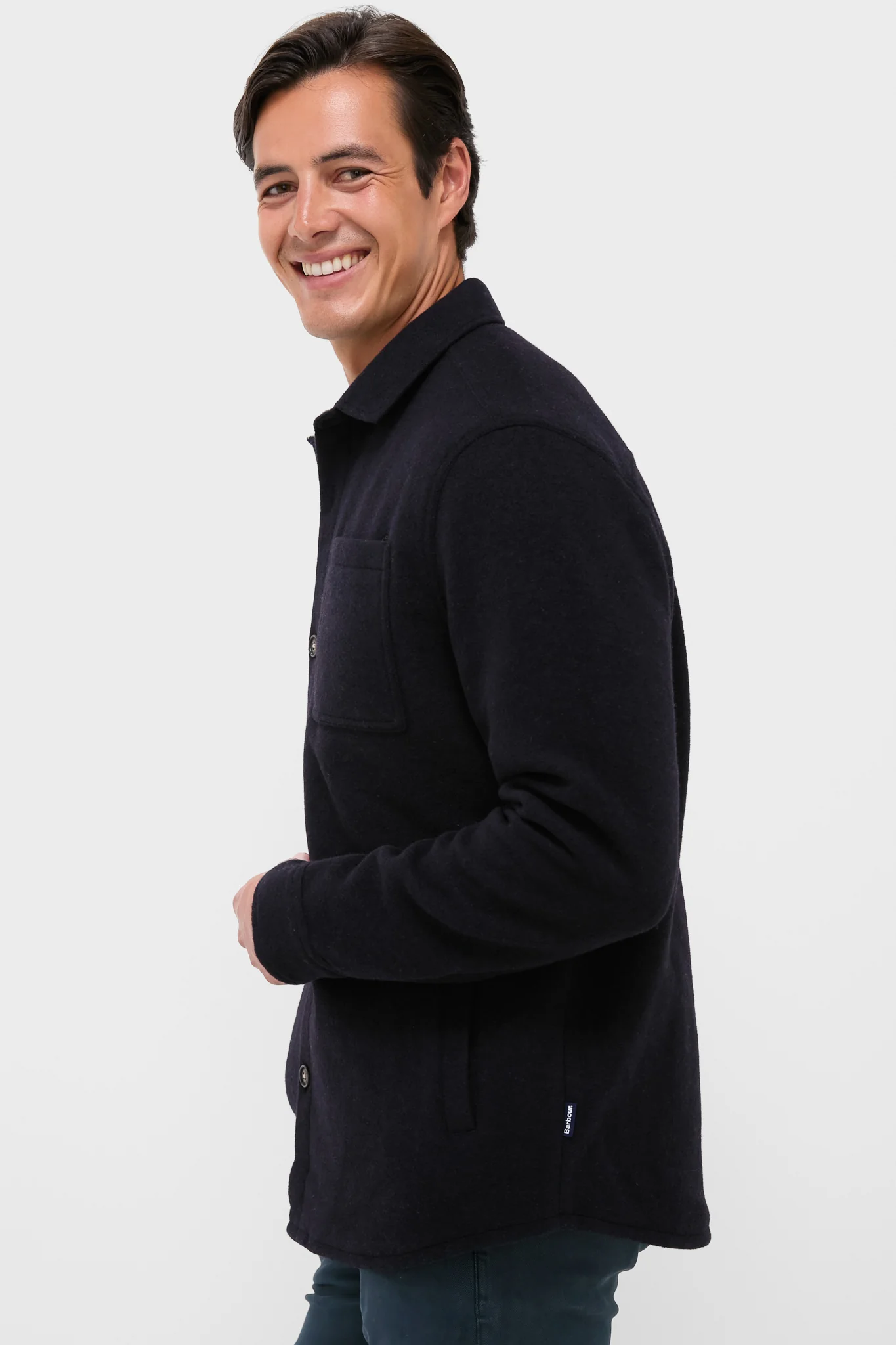Navy Marl Marlow Tailored Wool Blend Overshirt - Image 3