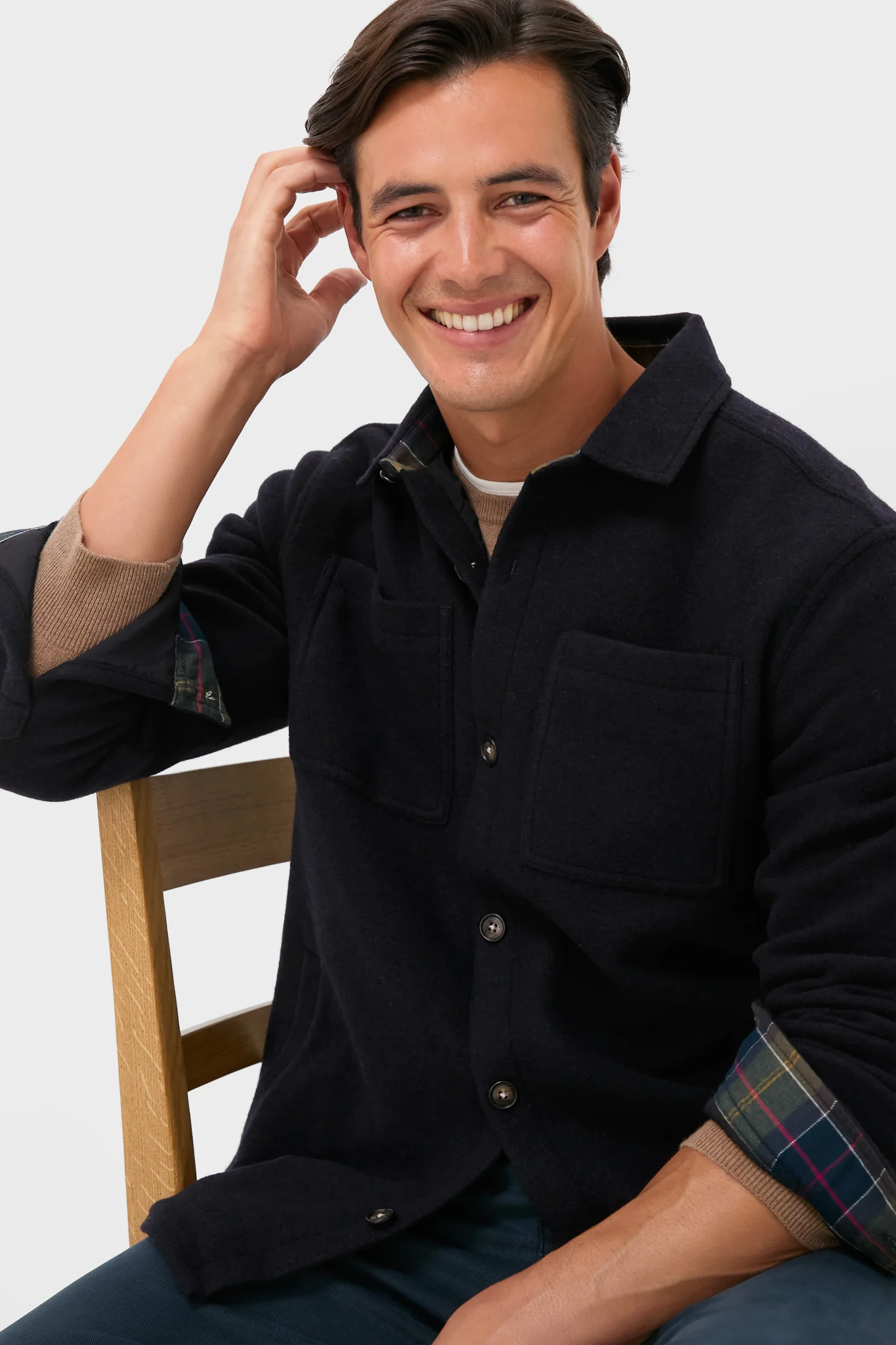 Navy Marl Marlow Tailored Wool Blend Overshirt - Image 5