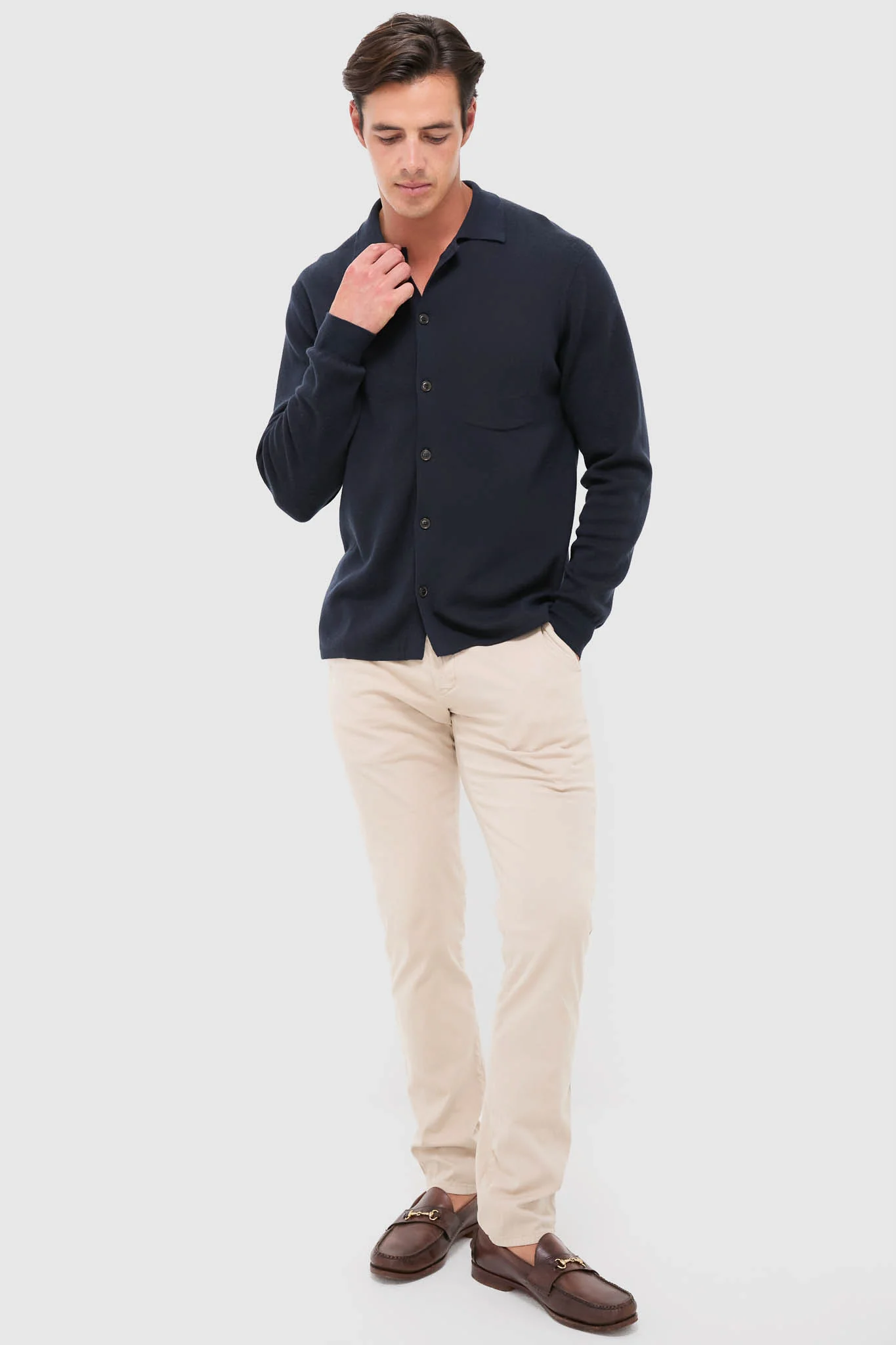 Navy Merino Cardigan - Image 2