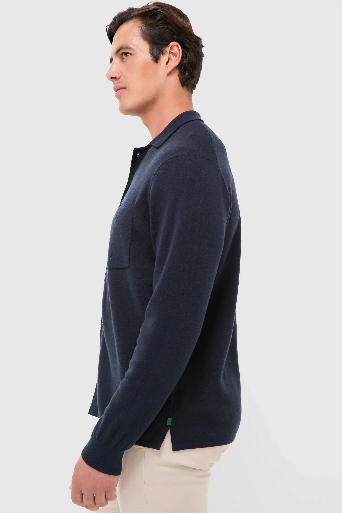 Navy Merino Cardigan - Image 3